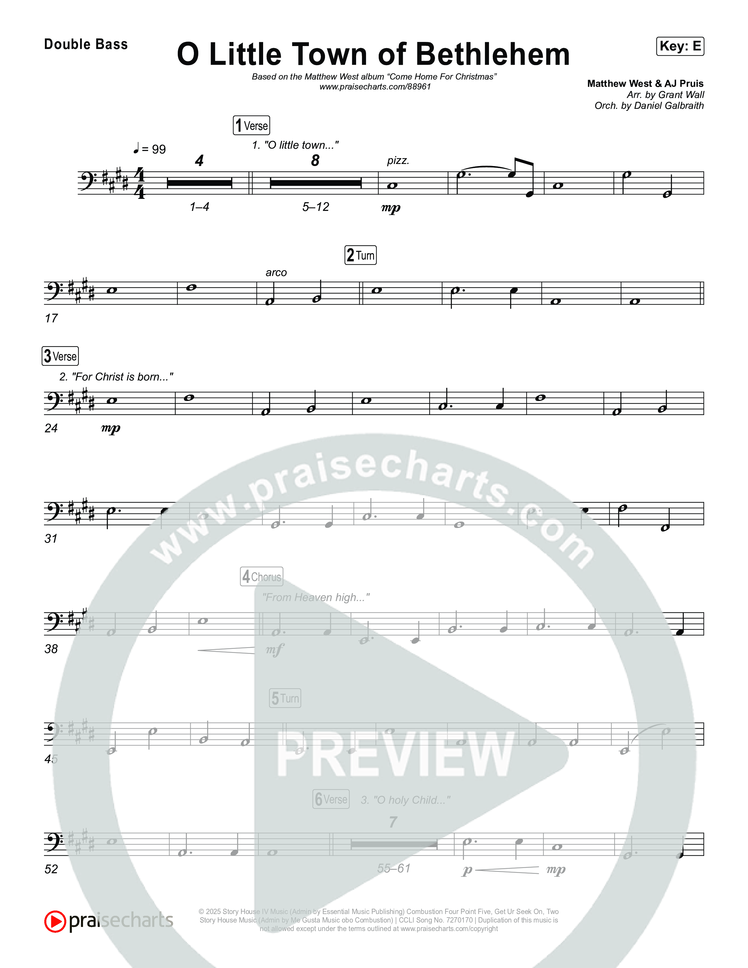 O Little Town Of Bethlehem String Bass (Matthew West)