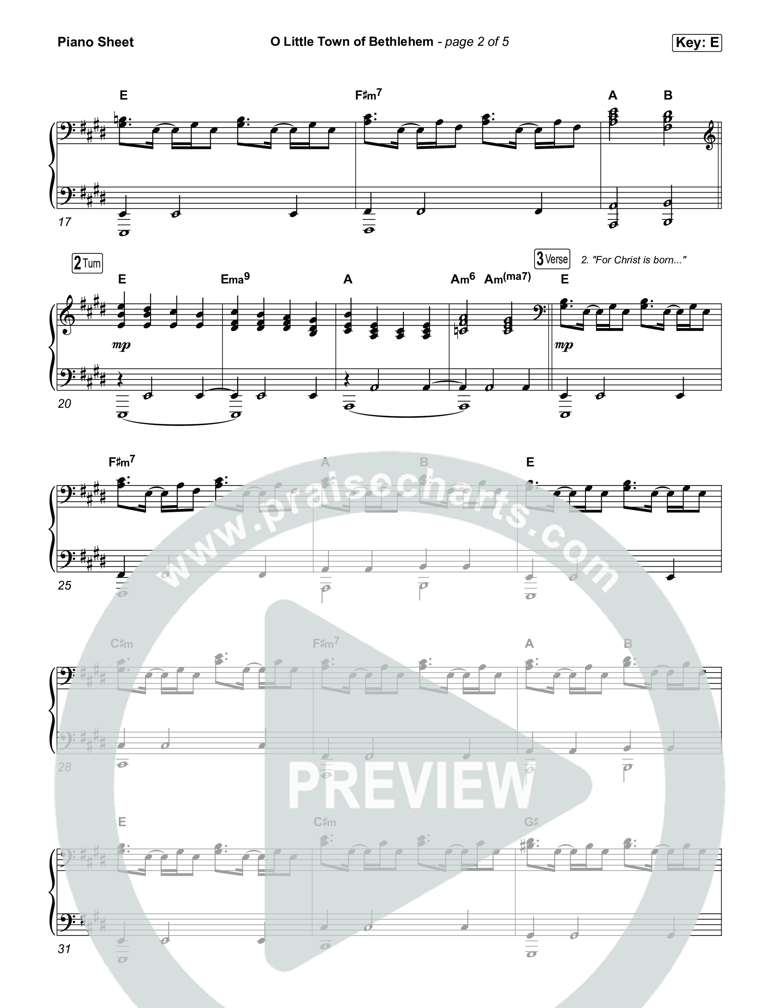 O Little Town Of Bethlehem Piano Sheet (Matthew West)