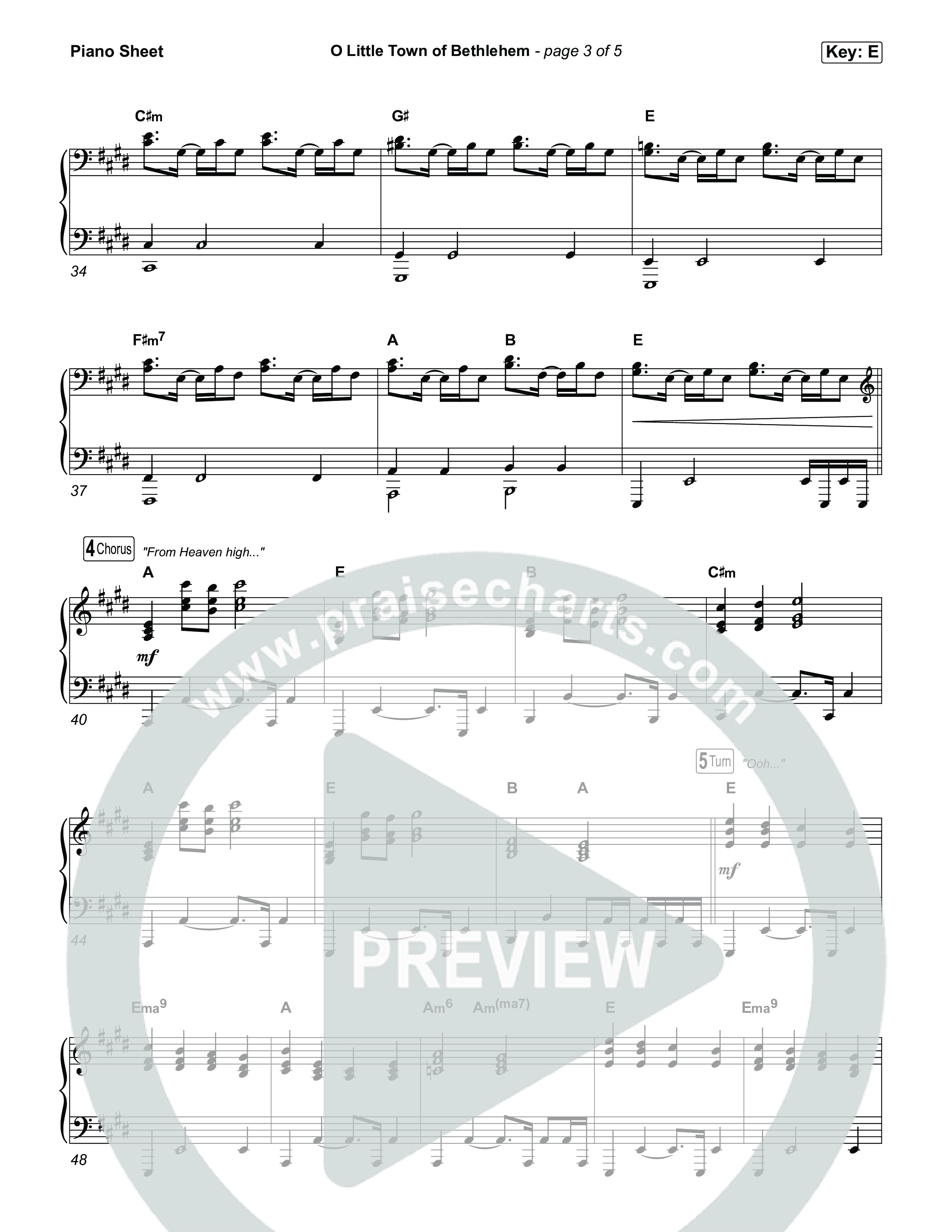 O Little Town Of Bethlehem Piano Sheet (Matthew West)