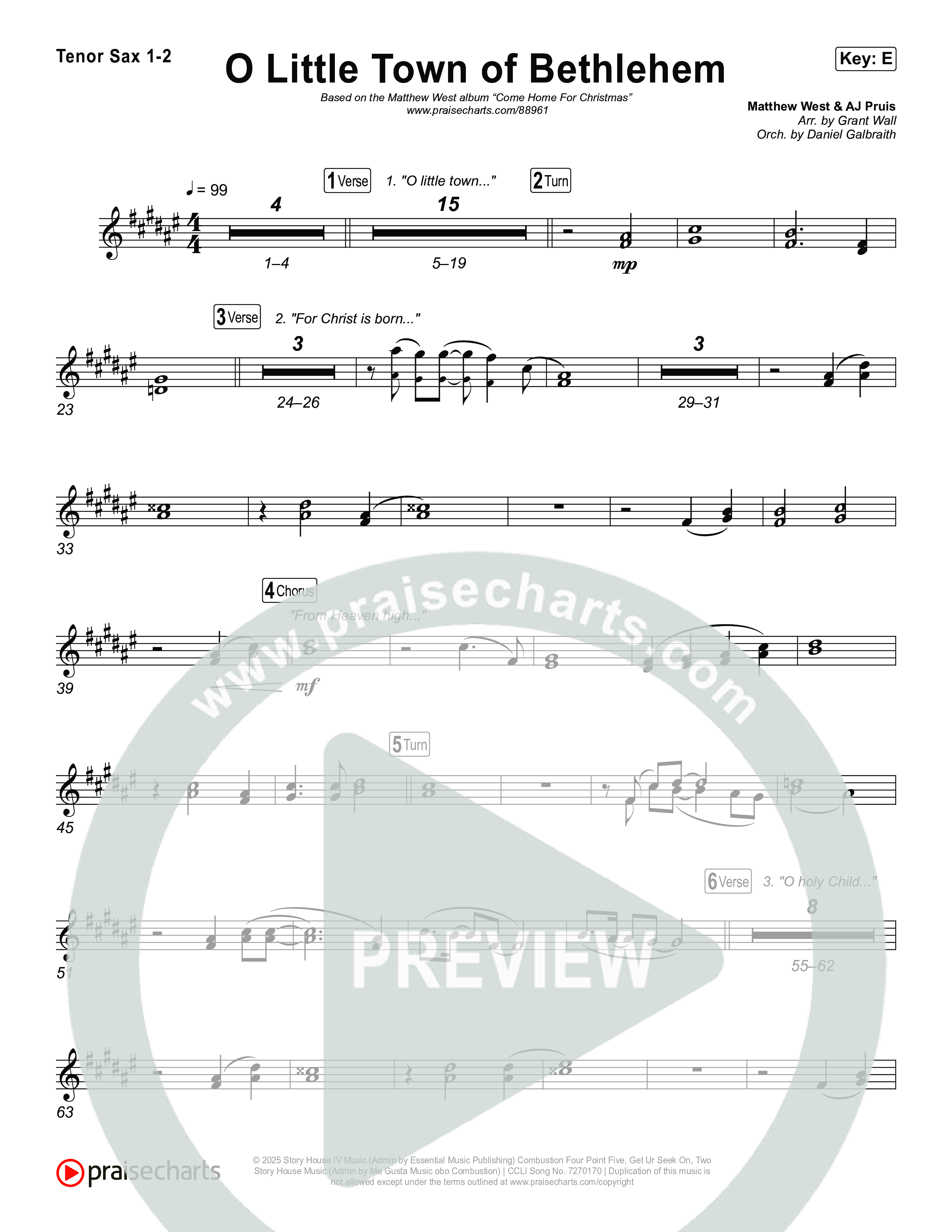 O Little Town Of Bethlehem Sax Pack (Matthew West)