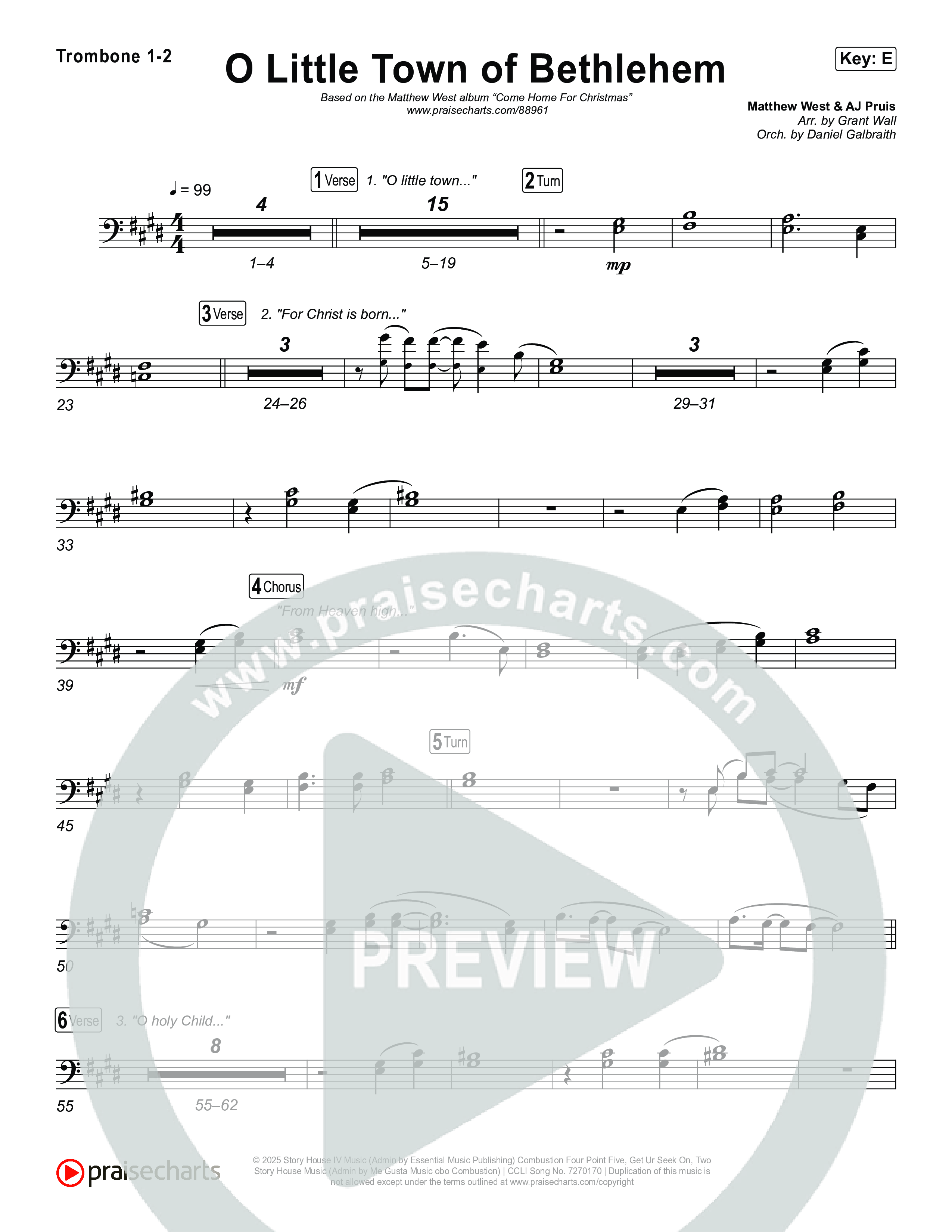 O Little Town Of Bethlehem Trombone 1/2 (Matthew West)