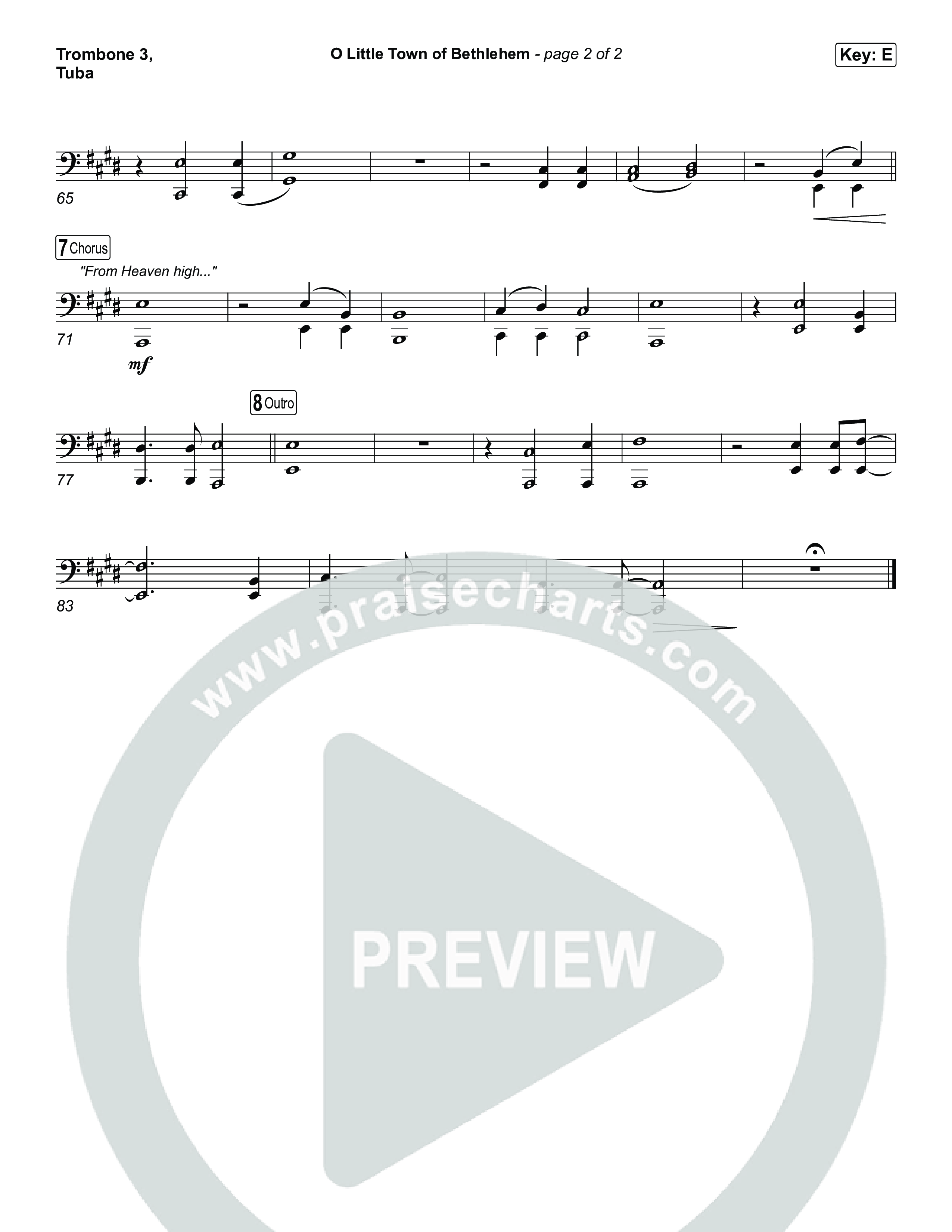 O Little Town Of Bethlehem Trombone 3/Tuba (Matthew West)