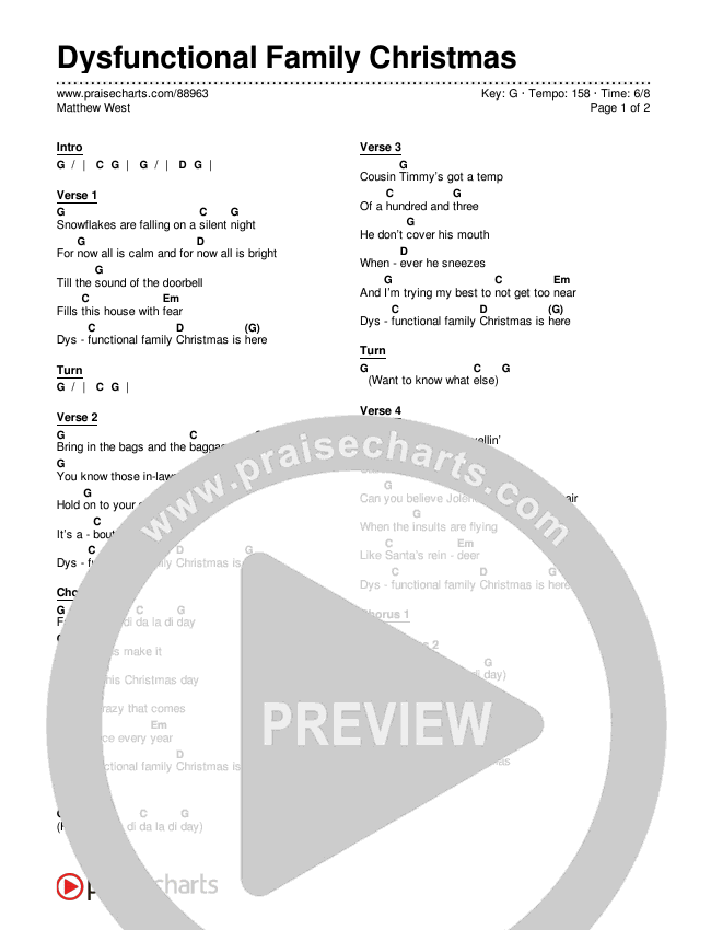Dysfunctional Family Christmas Chords & Lyrics (Matthew West)
