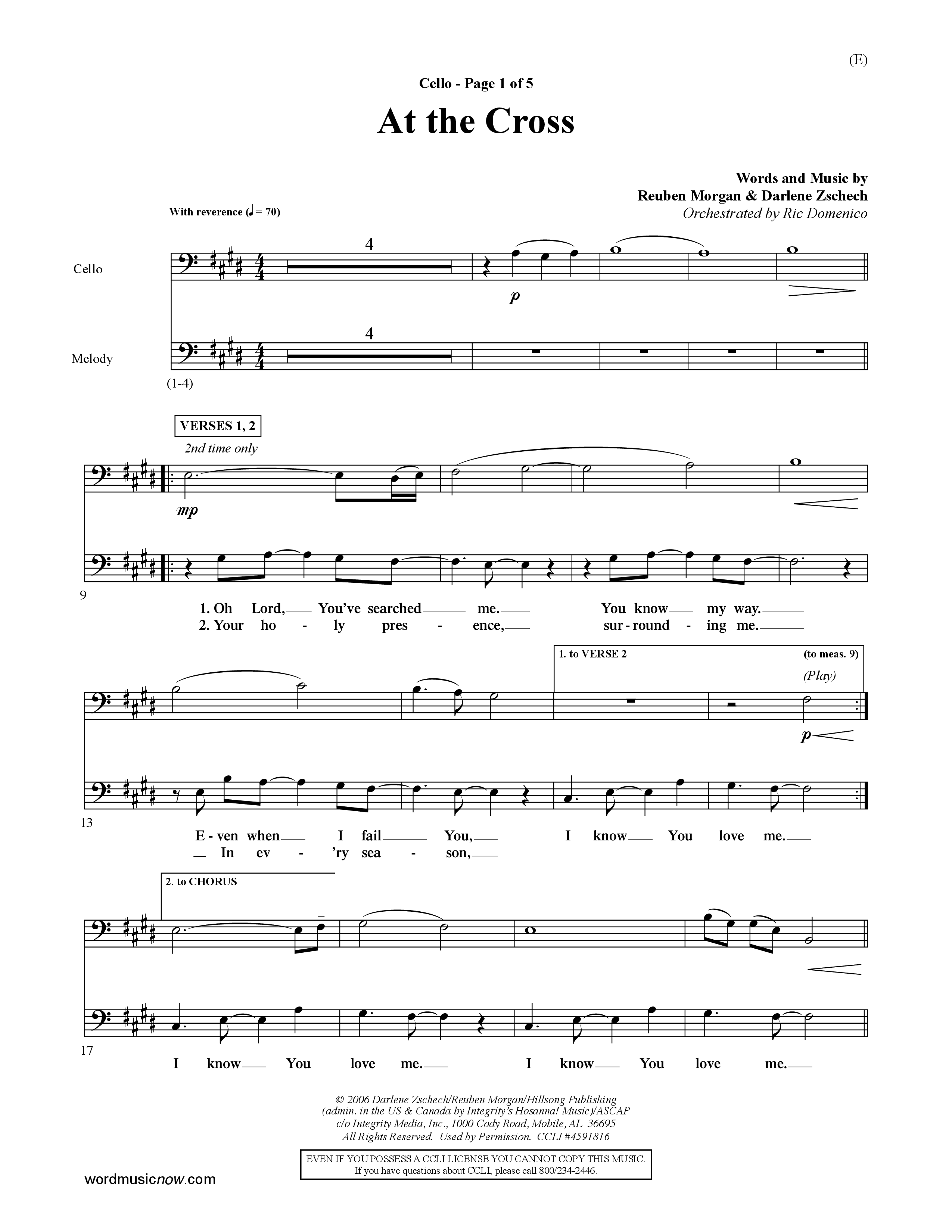 At The Cross (Choral Anthem SATB) Cello (Word Music Choral / Orch. Ric Domenico)