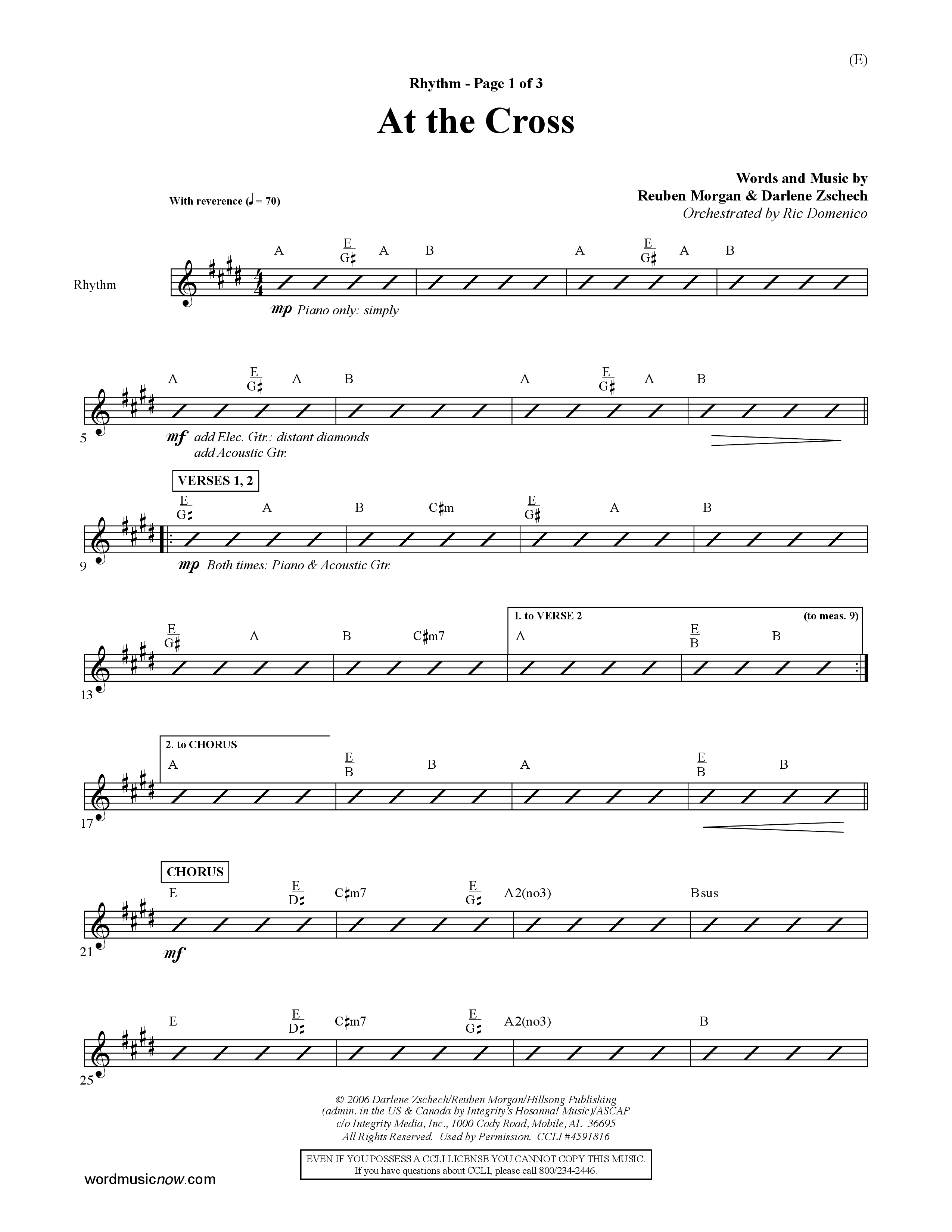At The Cross (Choral Anthem SATB) Rhythm Chart (Word Music Choral / Orch. Ric Domenico)