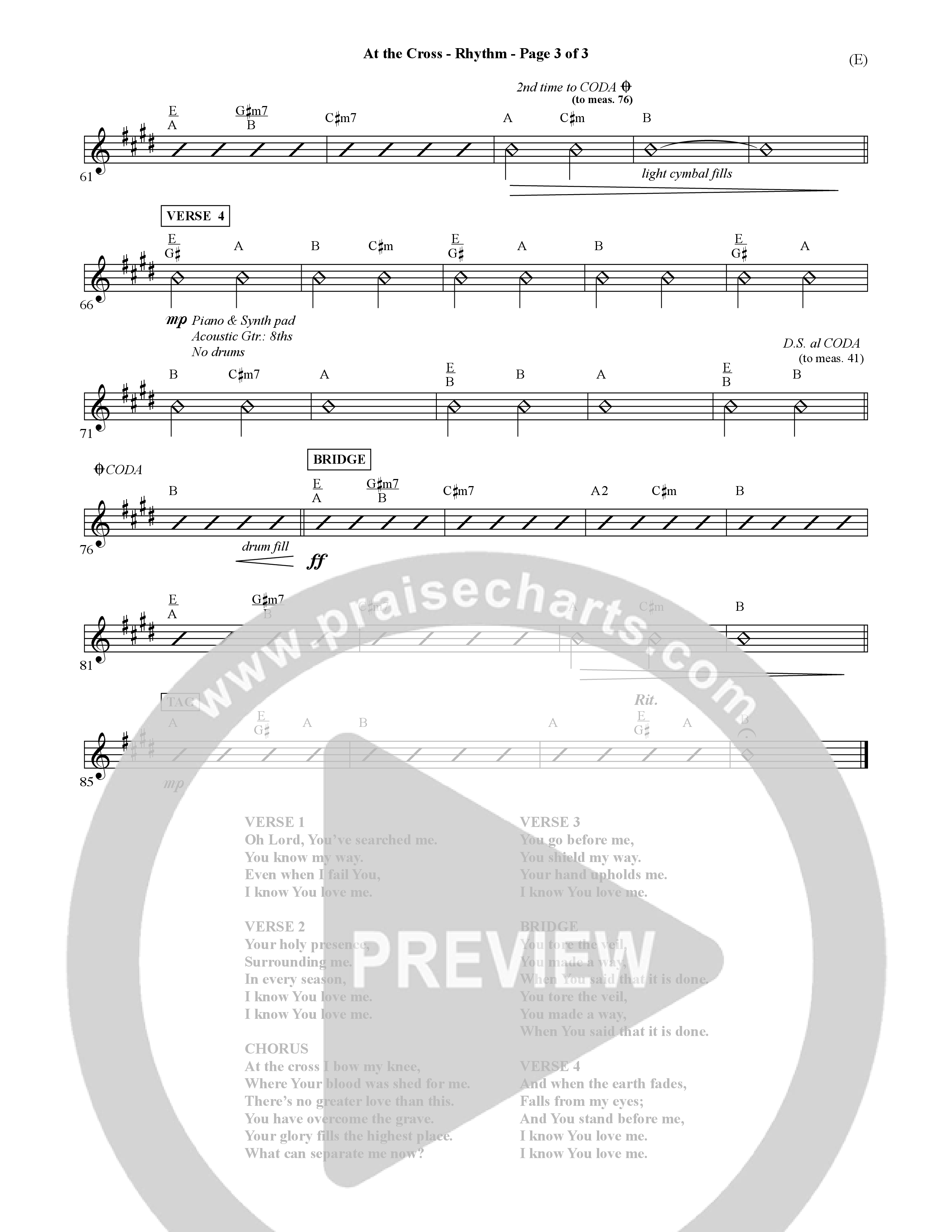 At The Cross (Choral Anthem SATB) Rhythm Chart (Word Music Choral / Orch. Ric Domenico)