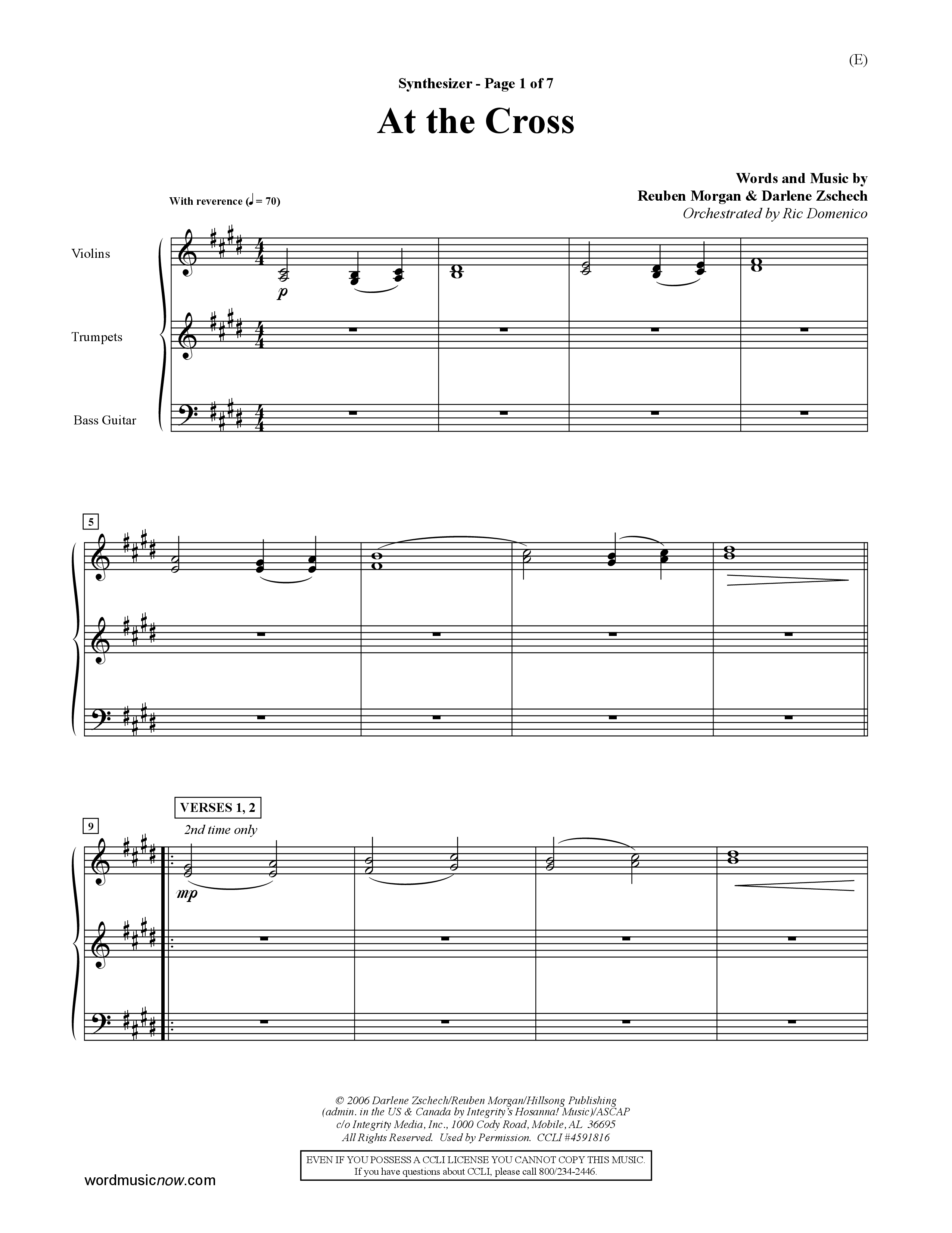 At The Cross (Choral Anthem SATB) Synth (Word Music Choral / Orch. Ric Domenico)