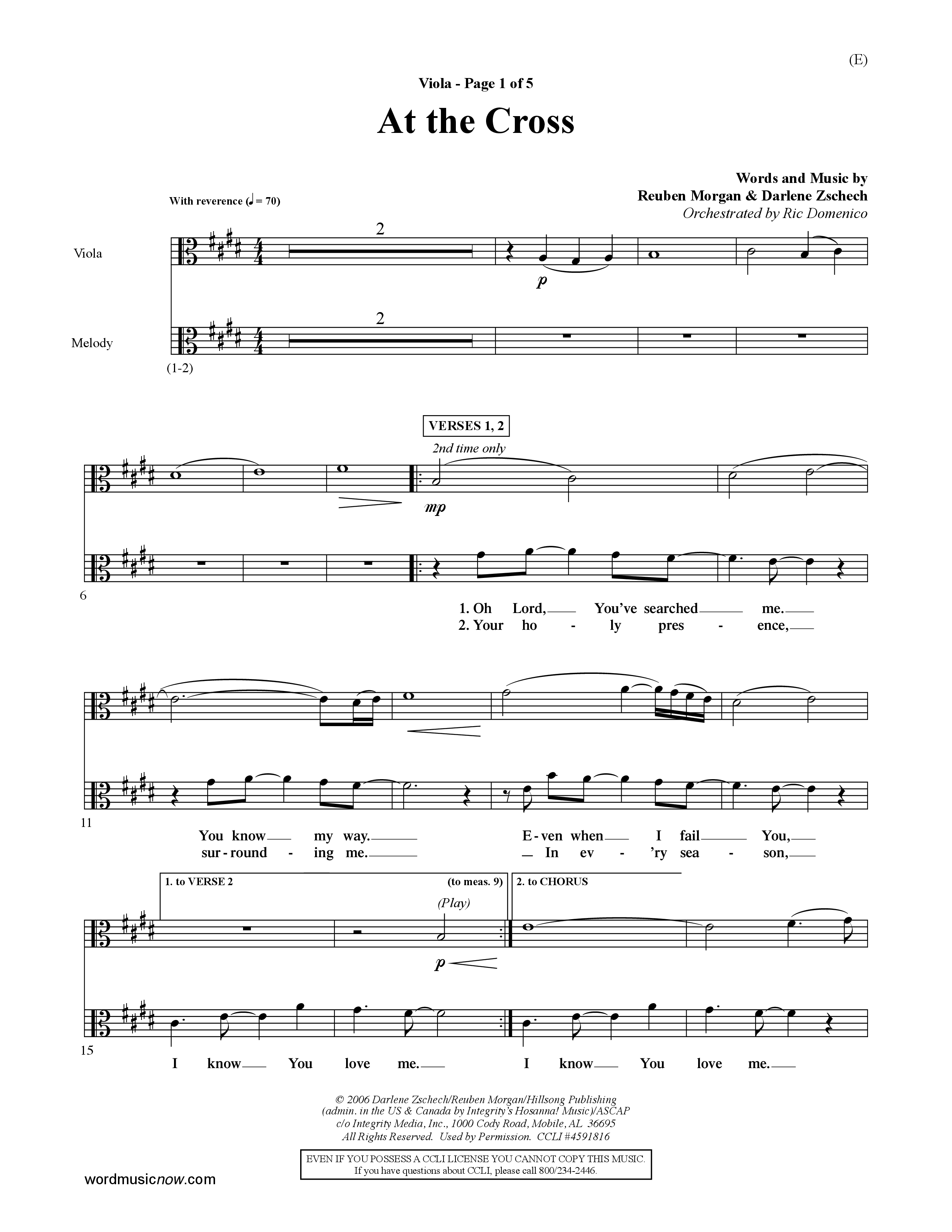 At The Cross (Choral Anthem SATB) Viola (Word Music Choral / Orch. Ric Domenico)