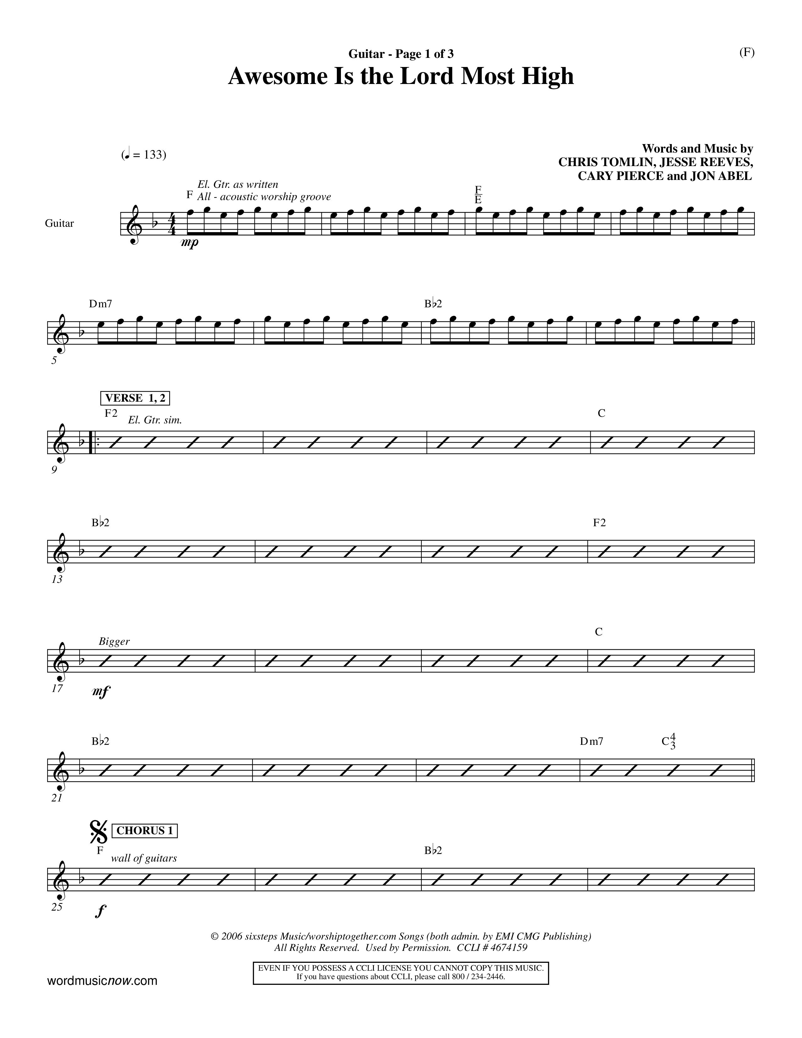 Awesome Is The Lord Most High (Choral Anthem SATB) Acoustic Guitar (Word Music Choral / Orch. Dave Williamson)