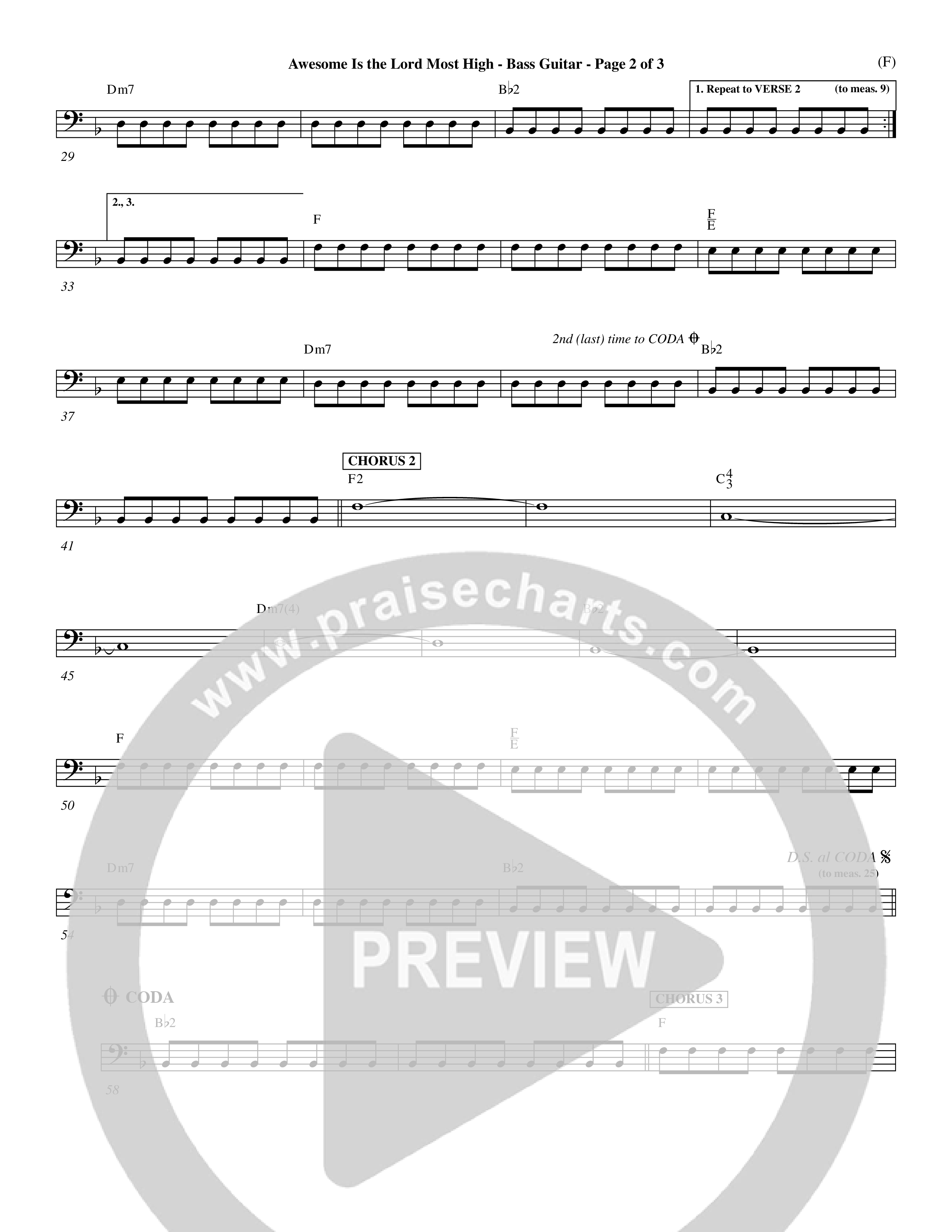 Awesome Is The Lord Most High (Choral Anthem SATB) Bass Guitar (Word Music Choral / Orch. Dave Williamson)