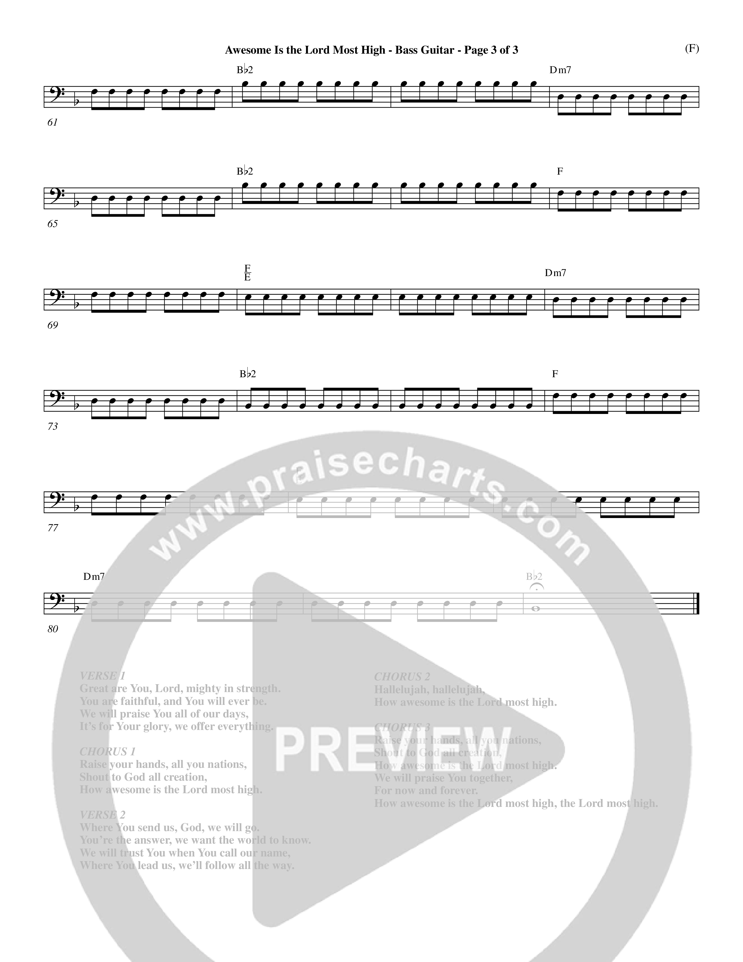 Awesome Is The Lord Most High (Choral Anthem SATB) Bass Guitar (Word Music Choral / Orch. Dave Williamson)