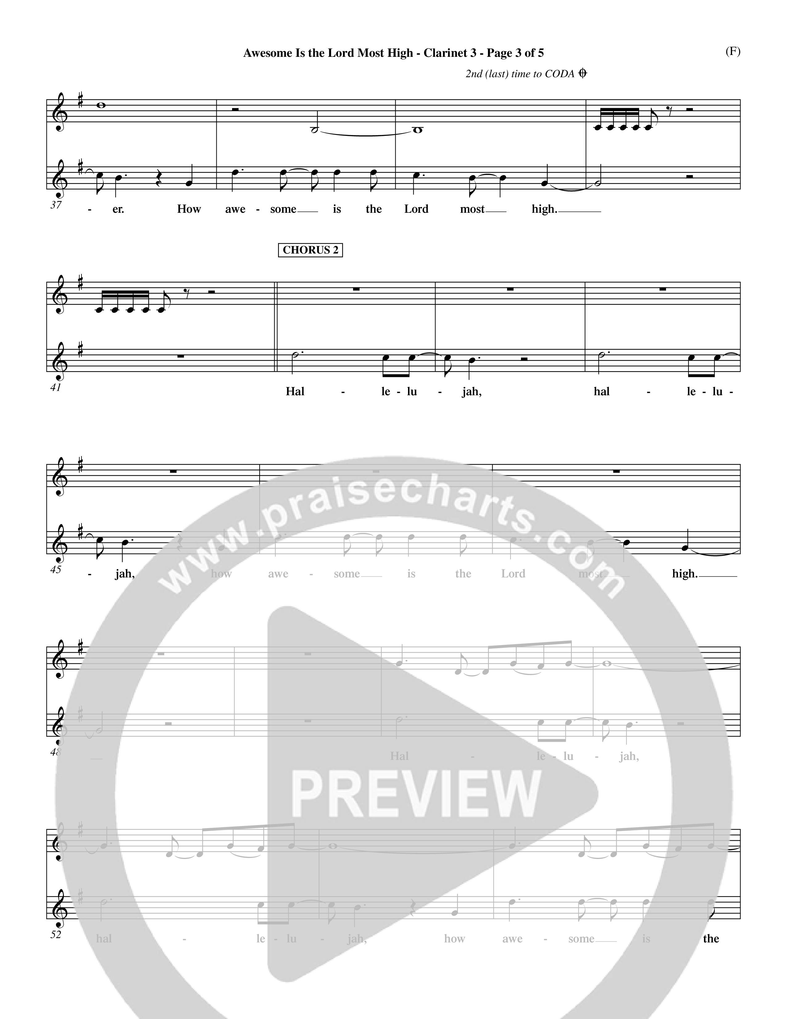 Awesome Is The Lord Most High (Choral Anthem SATB) Clarinet 3 (Word Music Choral / Orch. Dave Williamson)