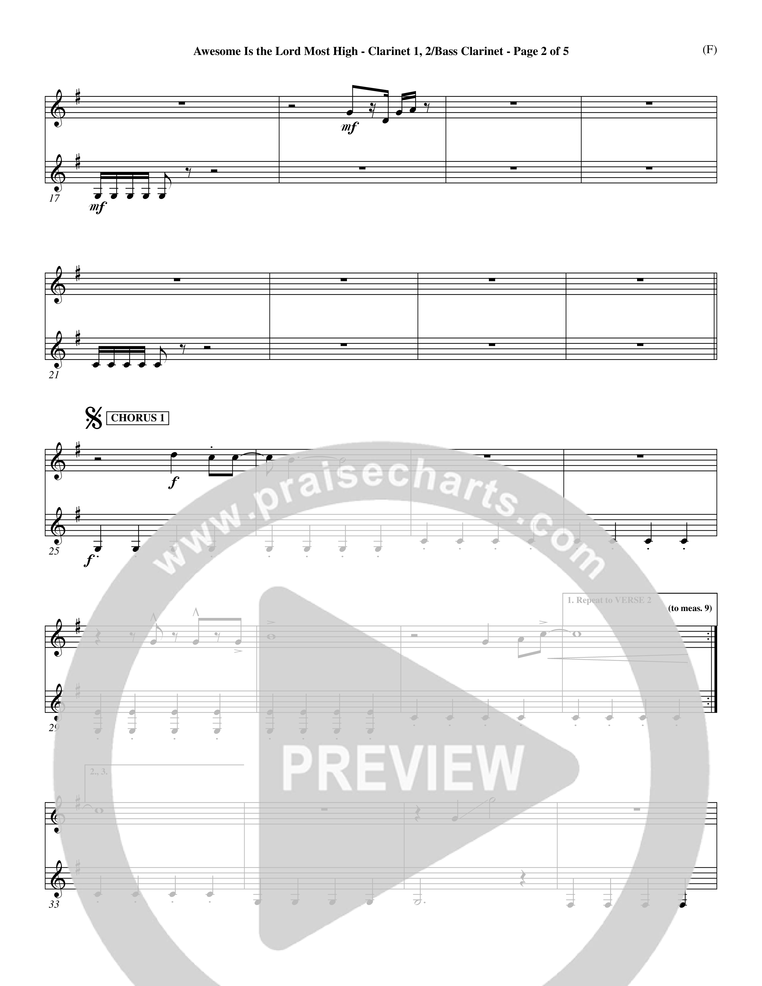 Awesome Is The Lord Most High (Choral Anthem SATB) Clarinet (Word Music Choral / Orch. Dave Williamson)