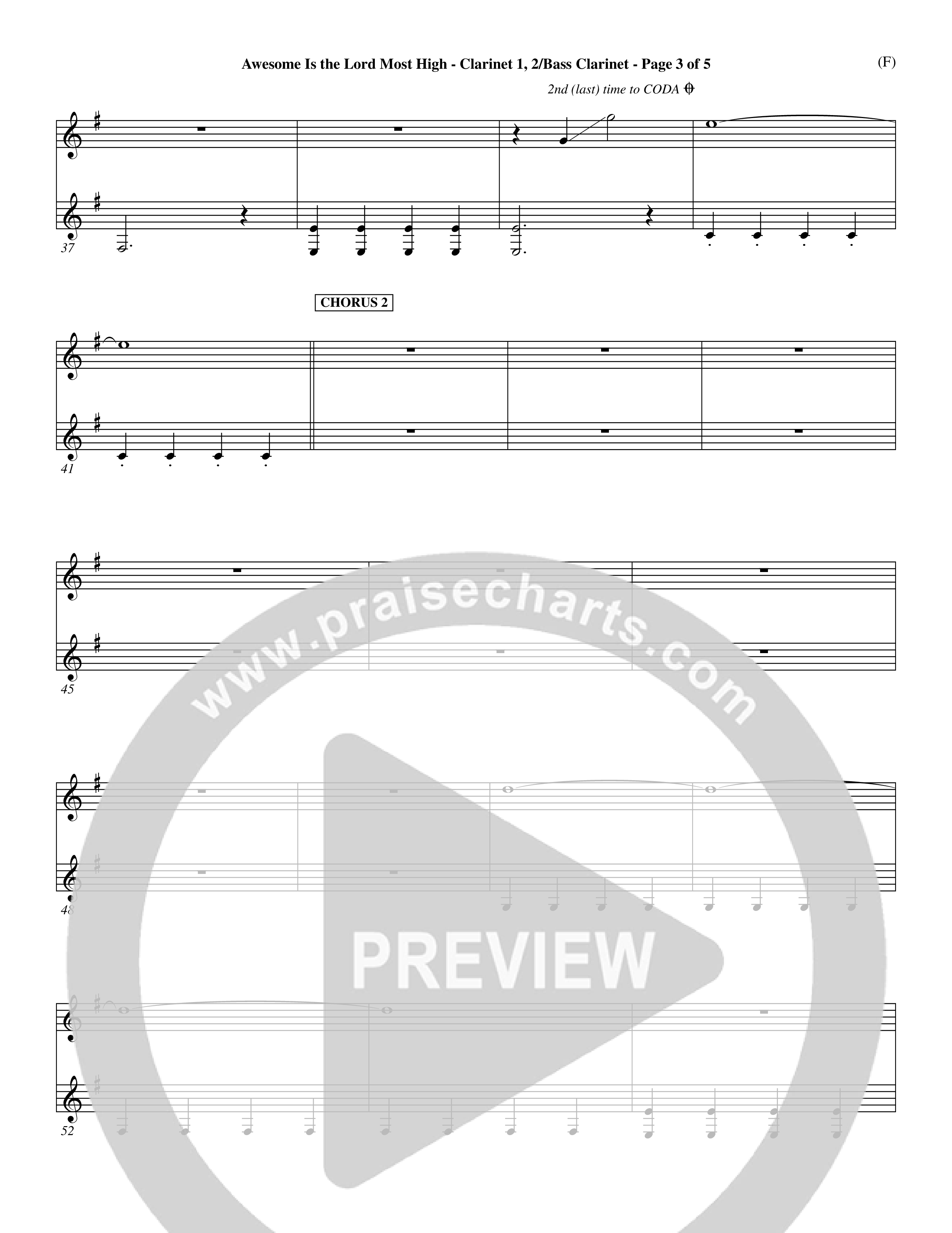 Awesome Is The Lord Most High (Choral Anthem SATB) Clarinet (Word Music Choral / Orch. Dave Williamson)