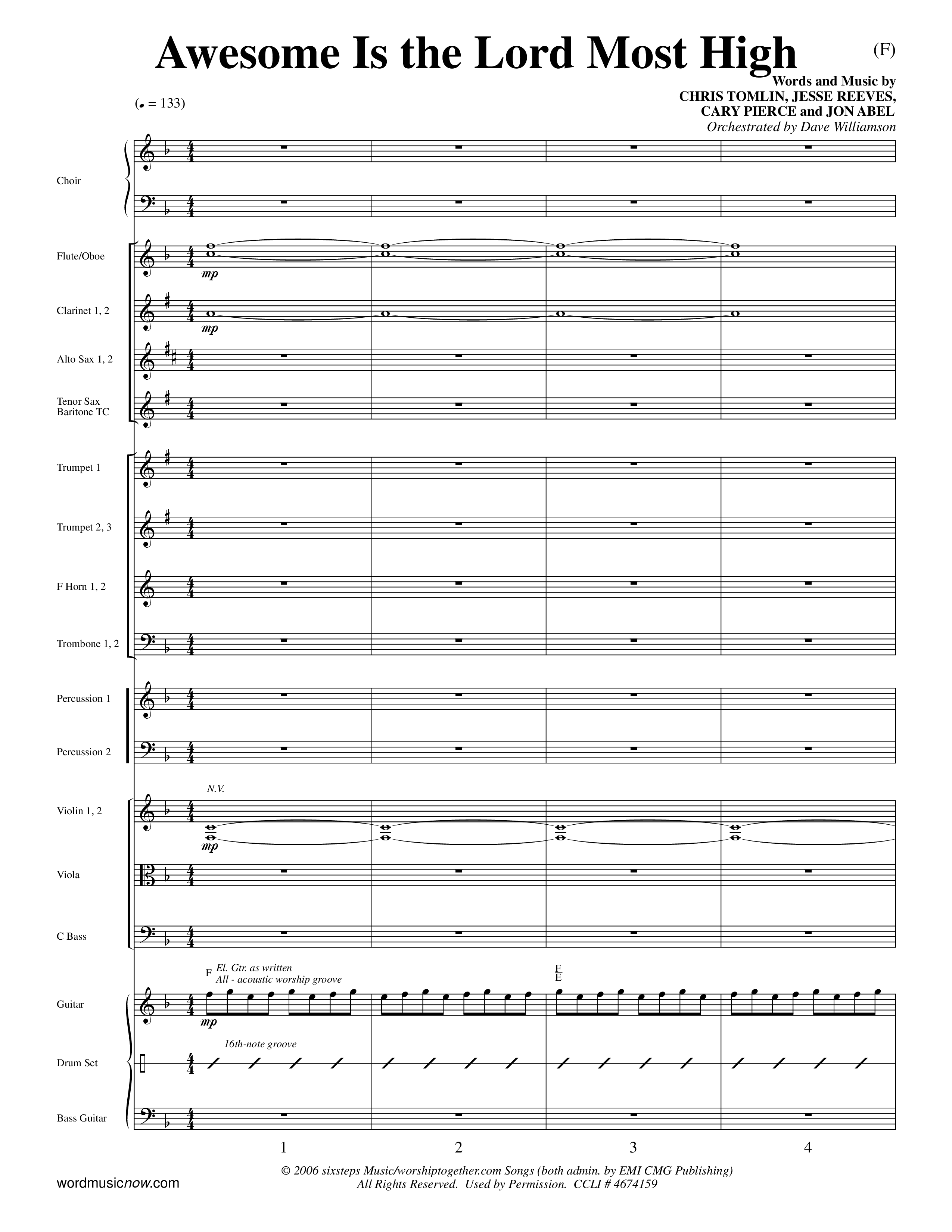 Awesome Is The Lord Most High (Choral Anthem SATB) Conductor's Score (Word Music Choral / Orch. Dave Williamson)