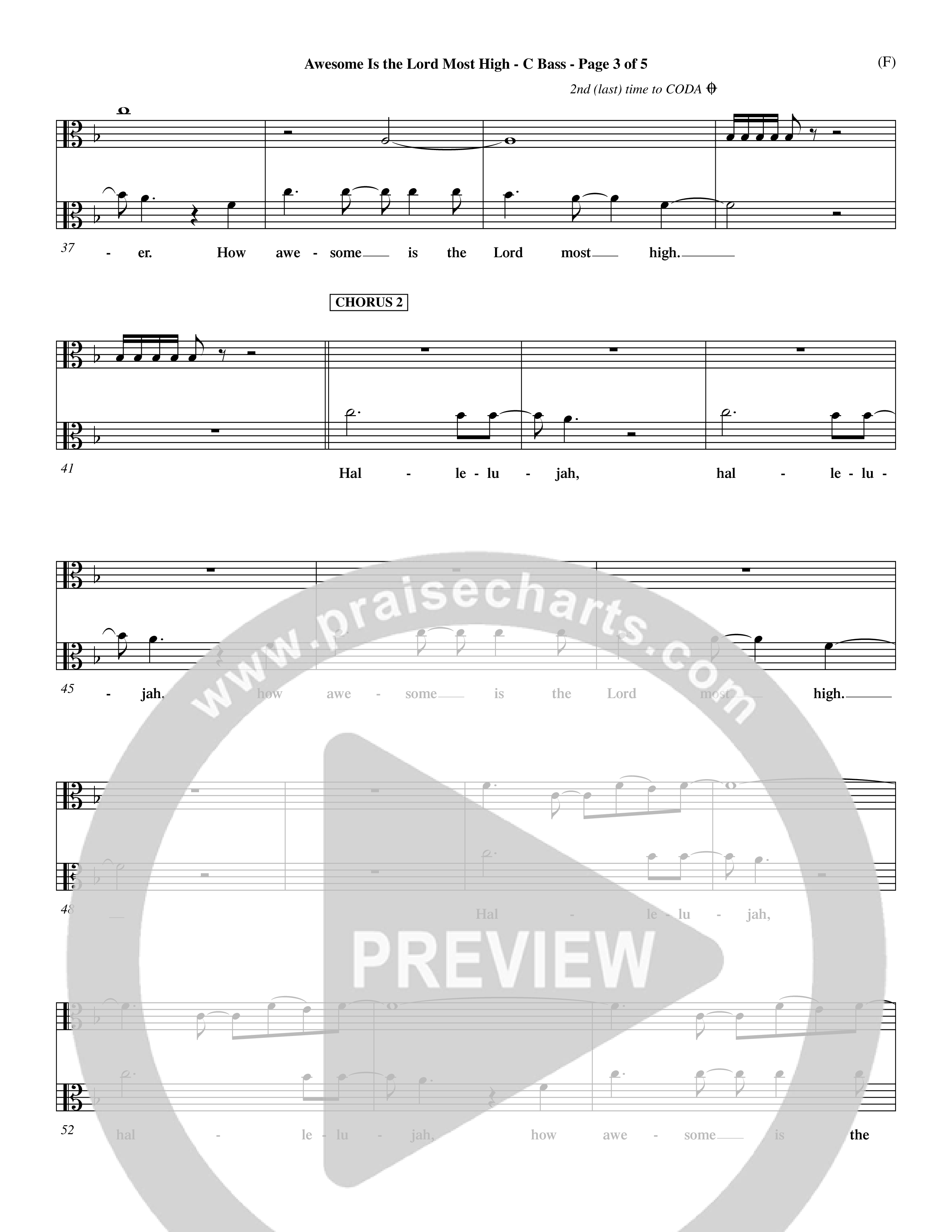 Awesome Is The Lord Most High (Choral Anthem SATB) Contrabass (Word Music Choral / Orch. Dave Williamson)