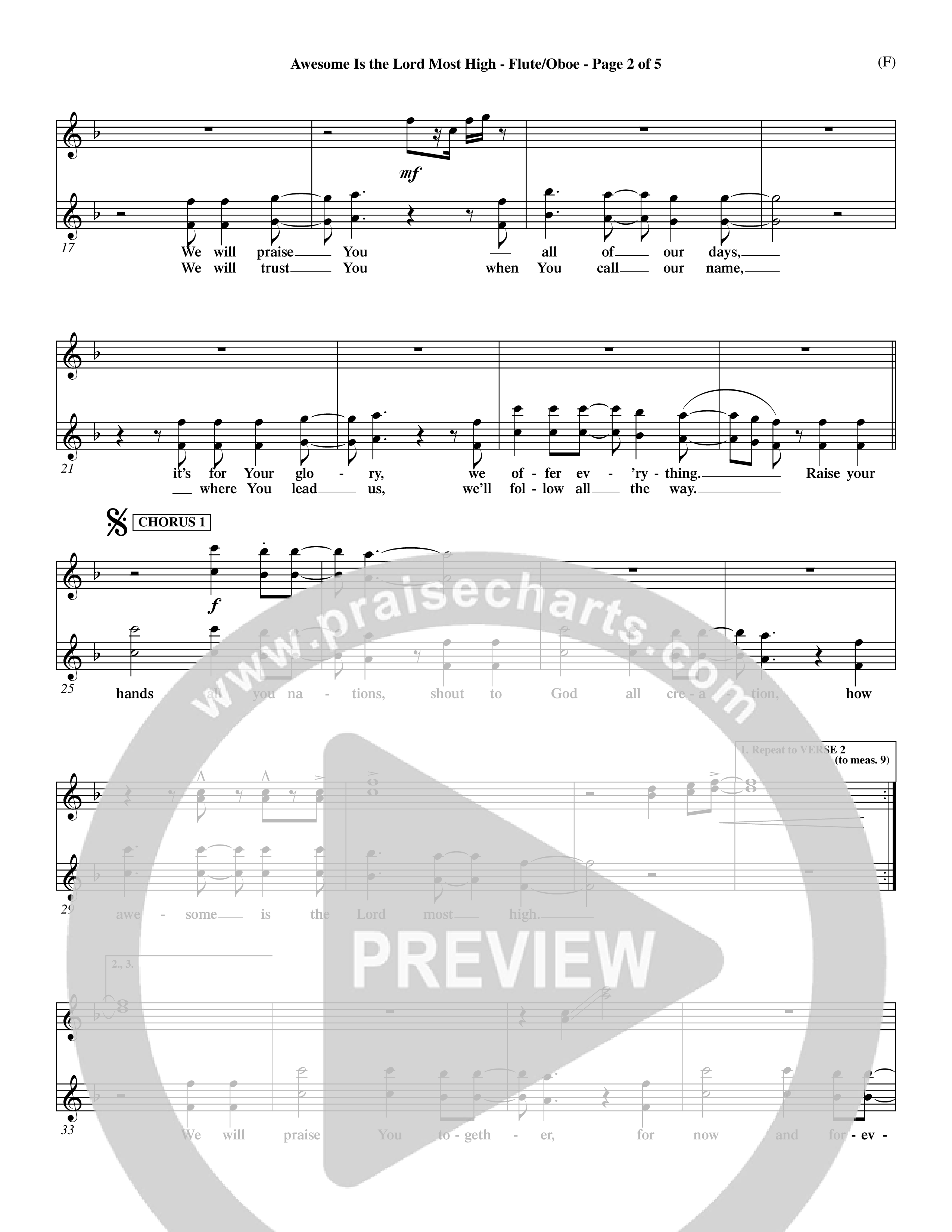 Awesome Is The Lord Most High (Choral Anthem SATB) Flute/Oboe (Word Music Choral / Orch. Dave Williamson)