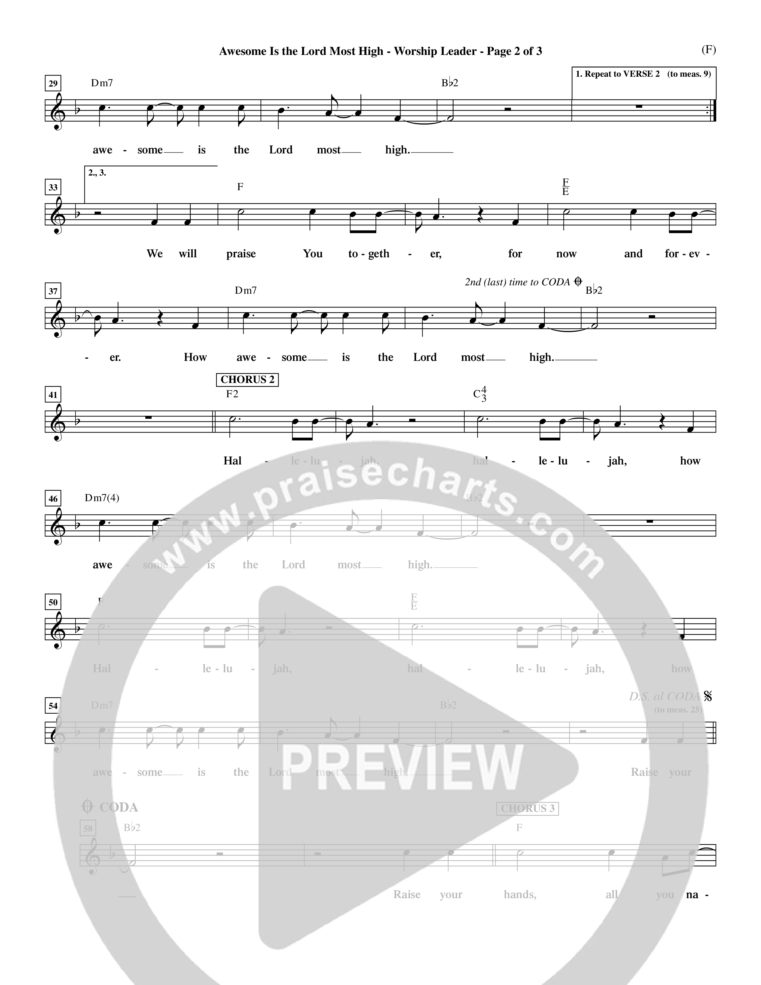 Awesome Is The Lord Most High (Choral Anthem SATB) Lead Sheet (Mel) (Word Music Choral / Orch. Dave Williamson)