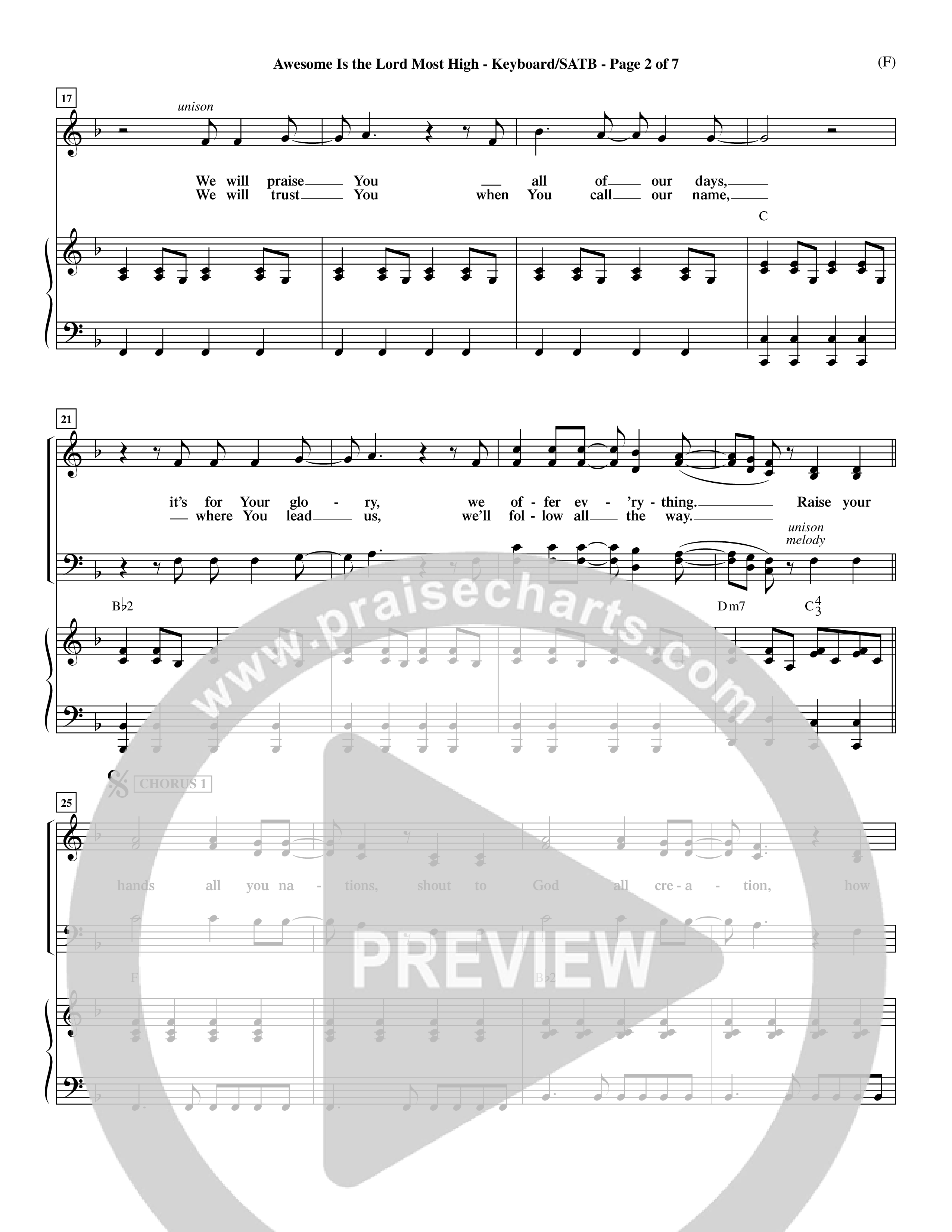 Awesome Is The Lord Most High (Choral Anthem SATB) Keyboard/Vocal (SATB) (Word Music Choral / Orch. Dave Williamson)