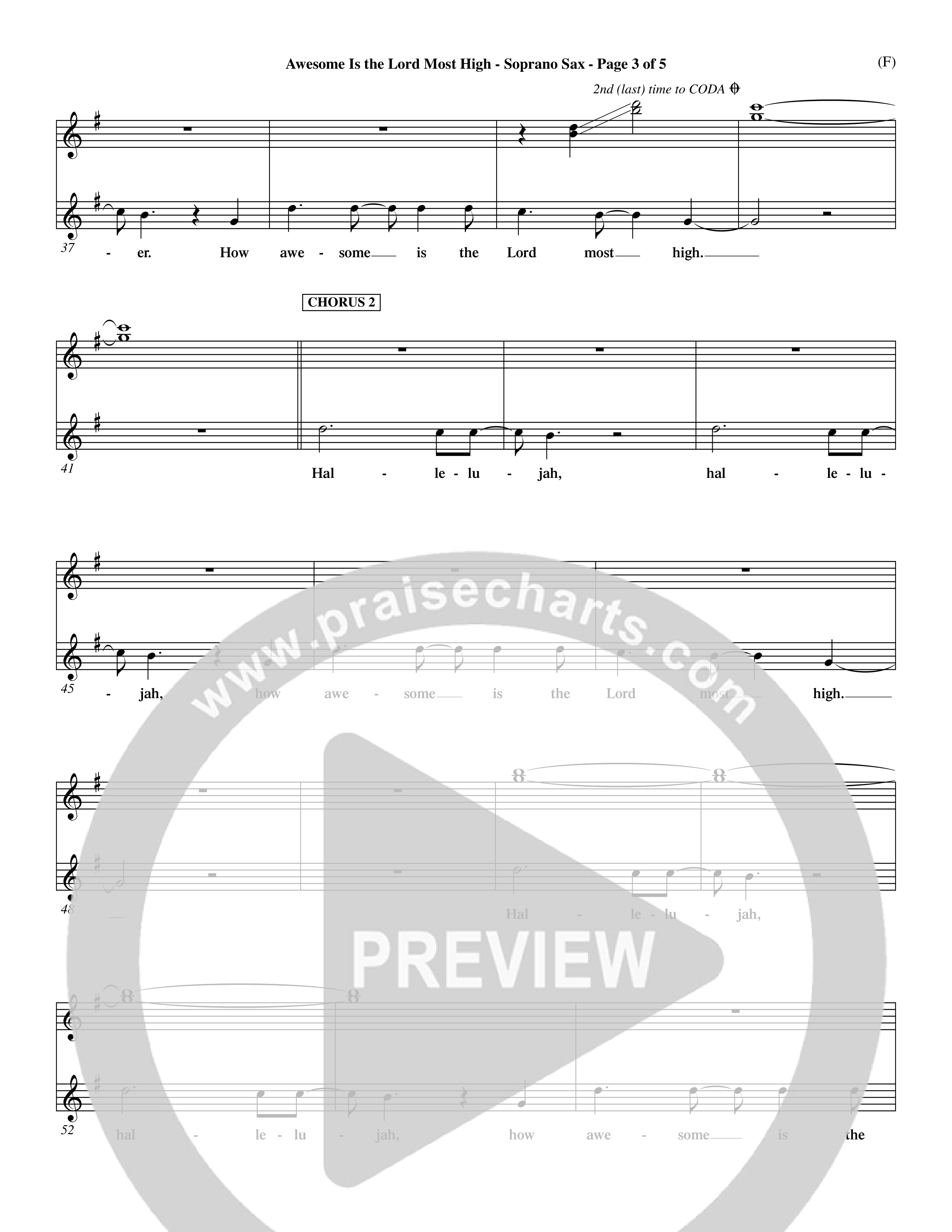 Awesome Is The Lord Most High (Choral Anthem SATB) Saxophone (Word Music Choral / Orch. Dave Williamson)