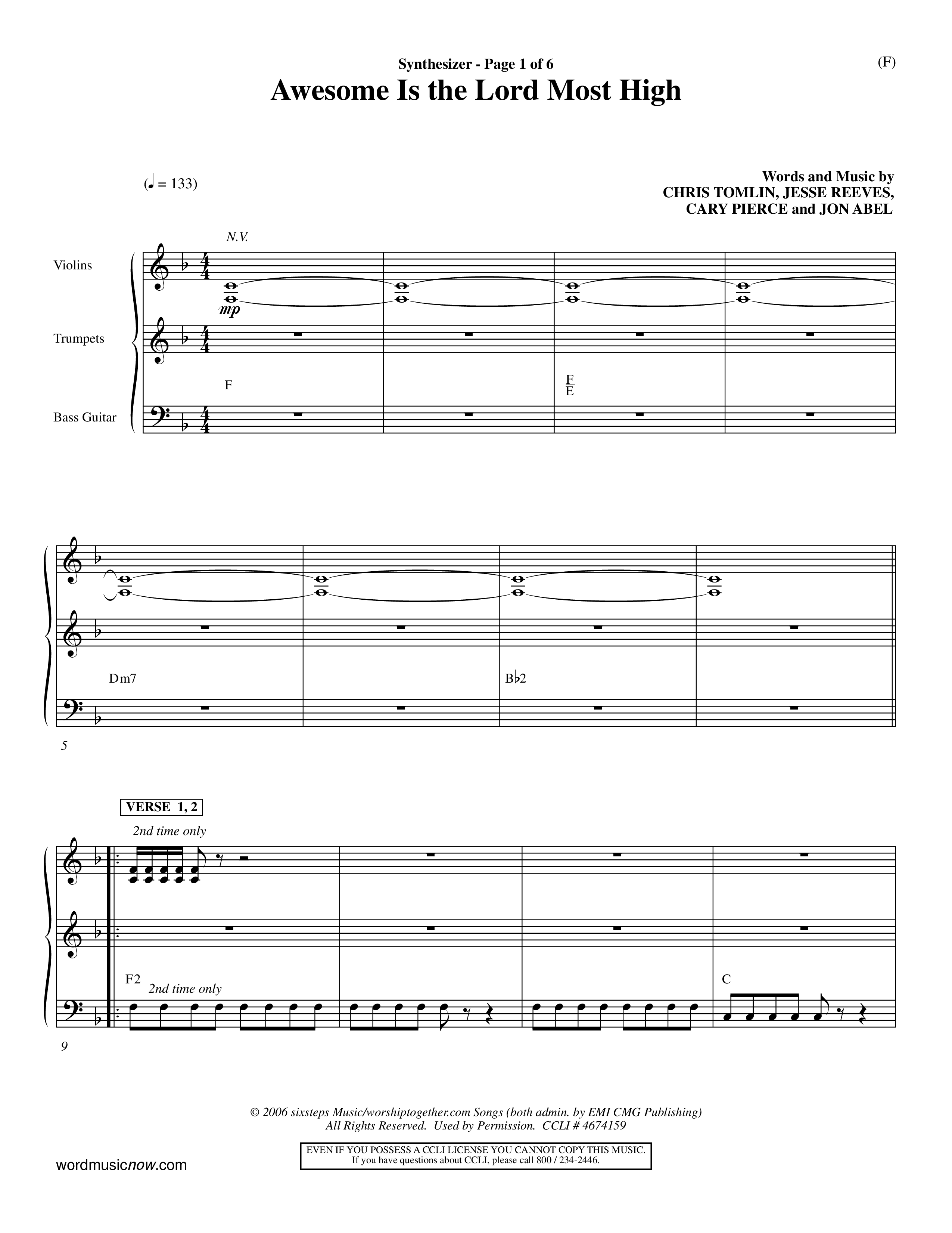 Awesome Is The Lord Most High (Choral Anthem SATB) Synth (Word Music Choral / Orch. Dave Williamson)