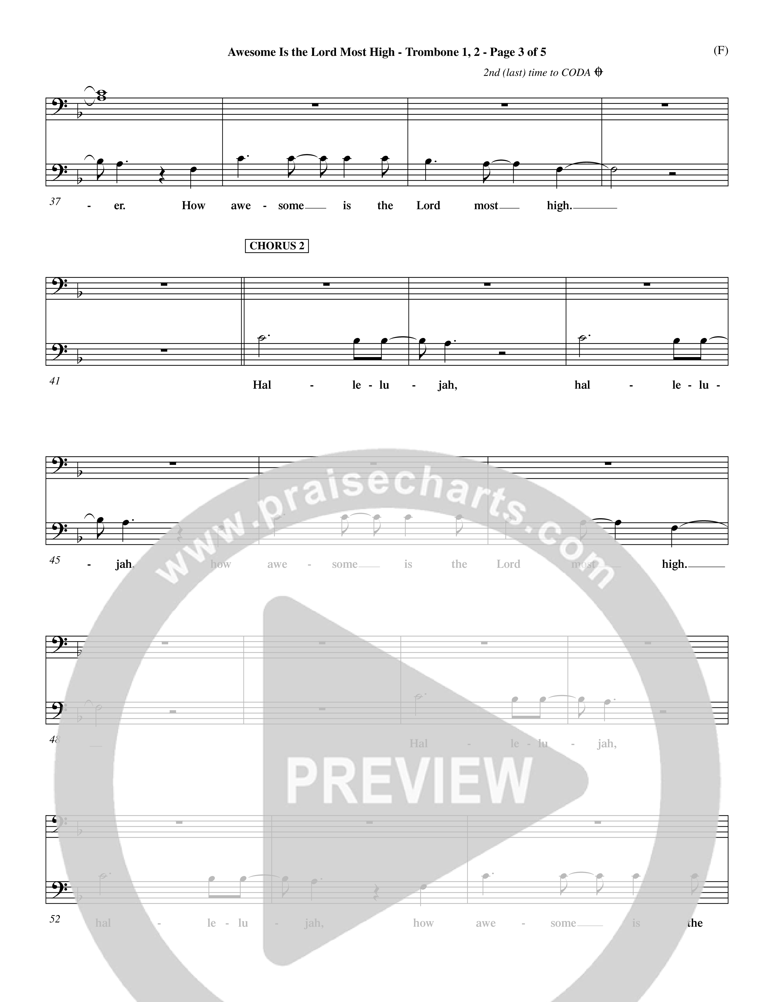 Awesome Is The Lord Most High (Choral Anthem SATB) Trombone 1/2 (Word Music Choral / Orch. Dave Williamson)