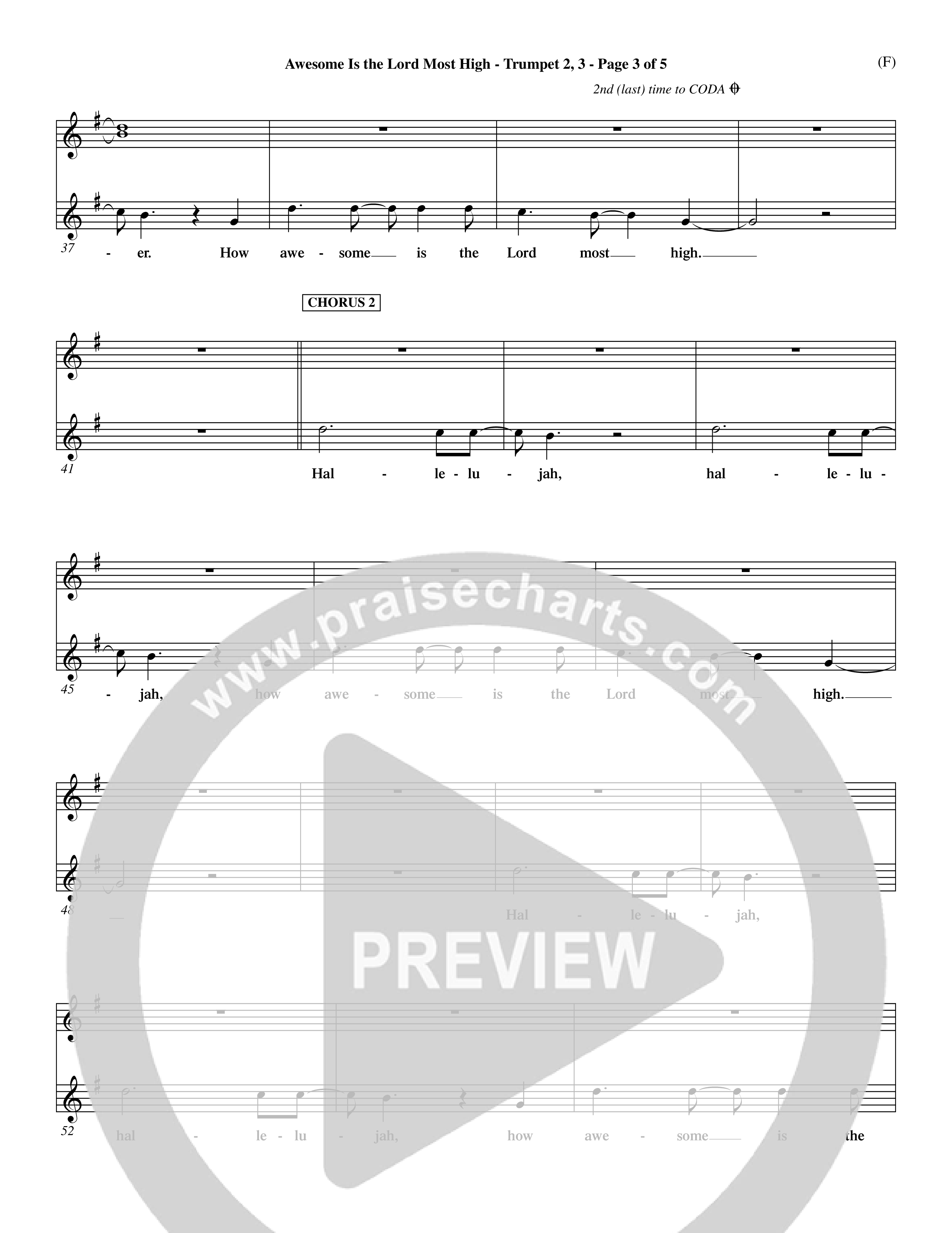 Awesome Is The Lord Most High (Choral Anthem SATB) Trumpet 2/3 (Word Music Choral / Orch. Dave Williamson)