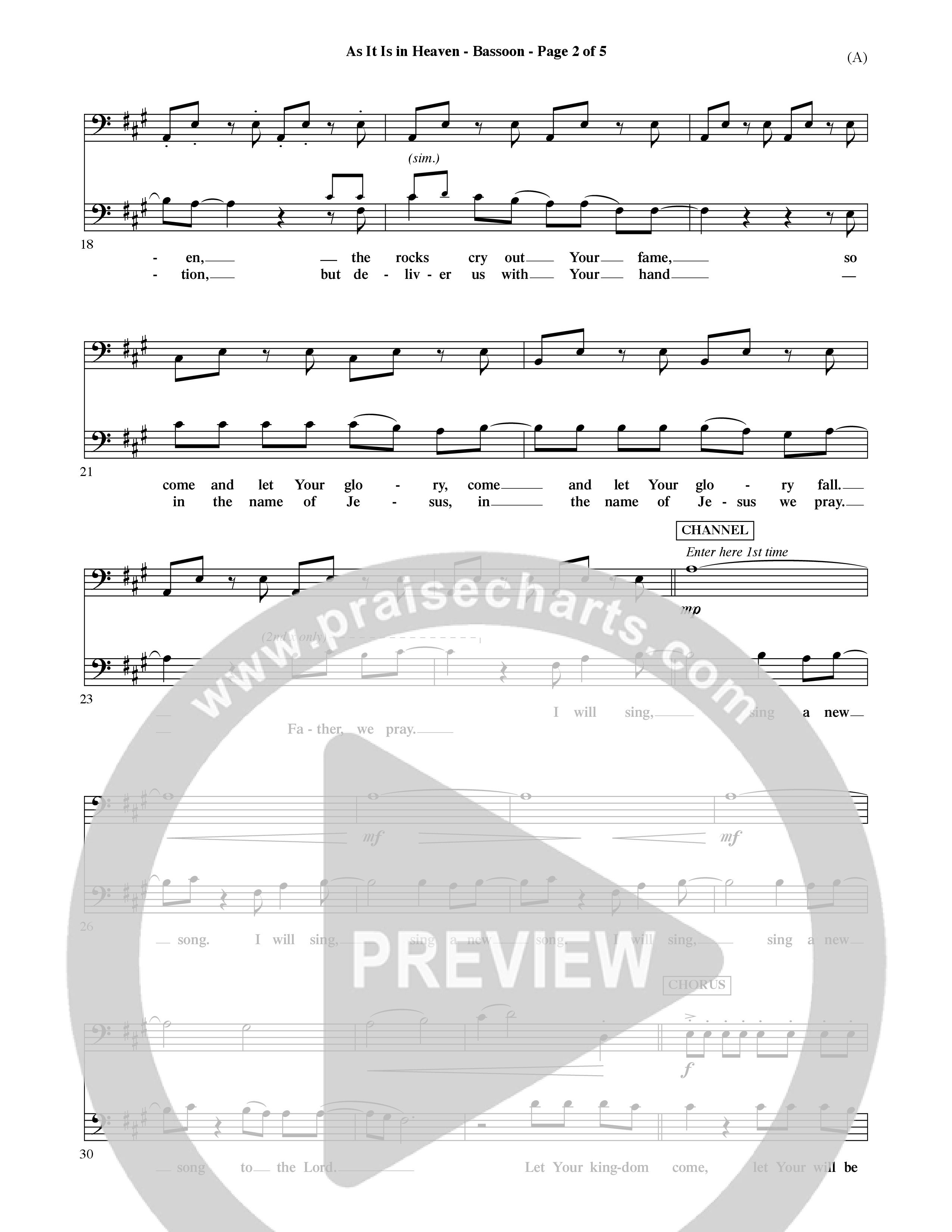 As It Is In Heaven (Choral Anthem SATB) Bassoon (Word Music Choral / Orch. David Shipps)