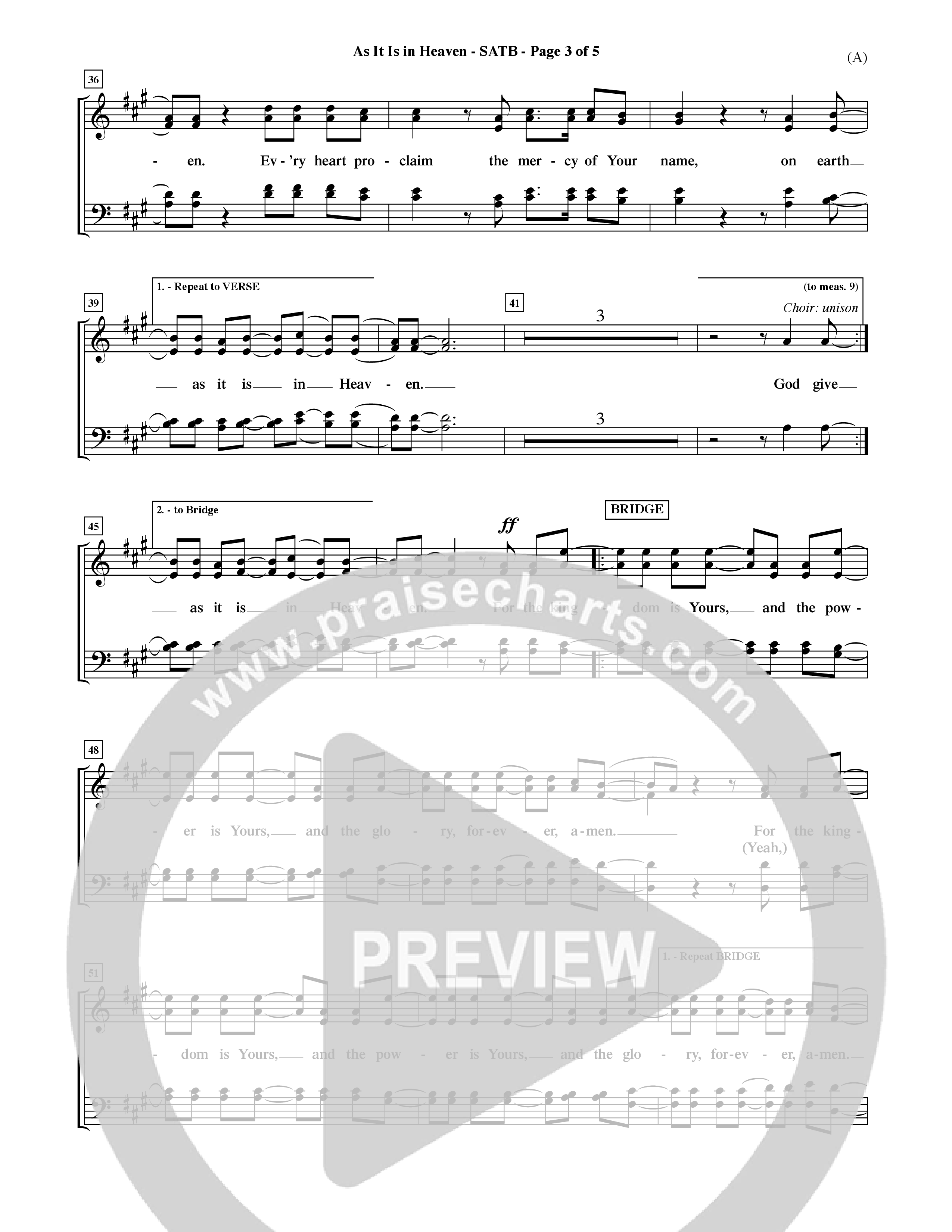 As It Is In Heaven (Choral Anthem SATB) Choir Sheet (SATB) (Word Music Choral / Orch. David Shipps)