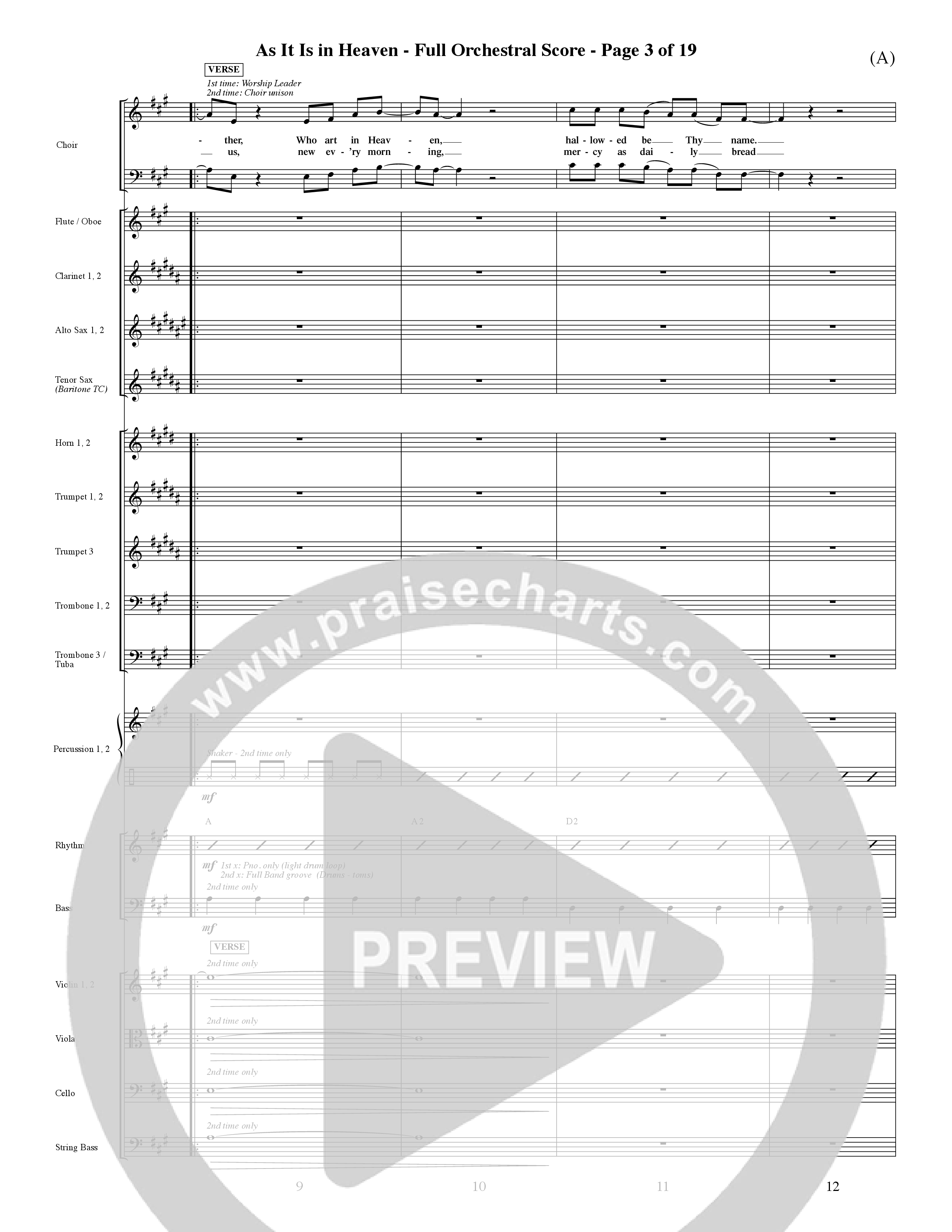 As It Is In Heaven (Choral Anthem SATB) Orchestration (Word Music Choral / Orch. David Shipps)