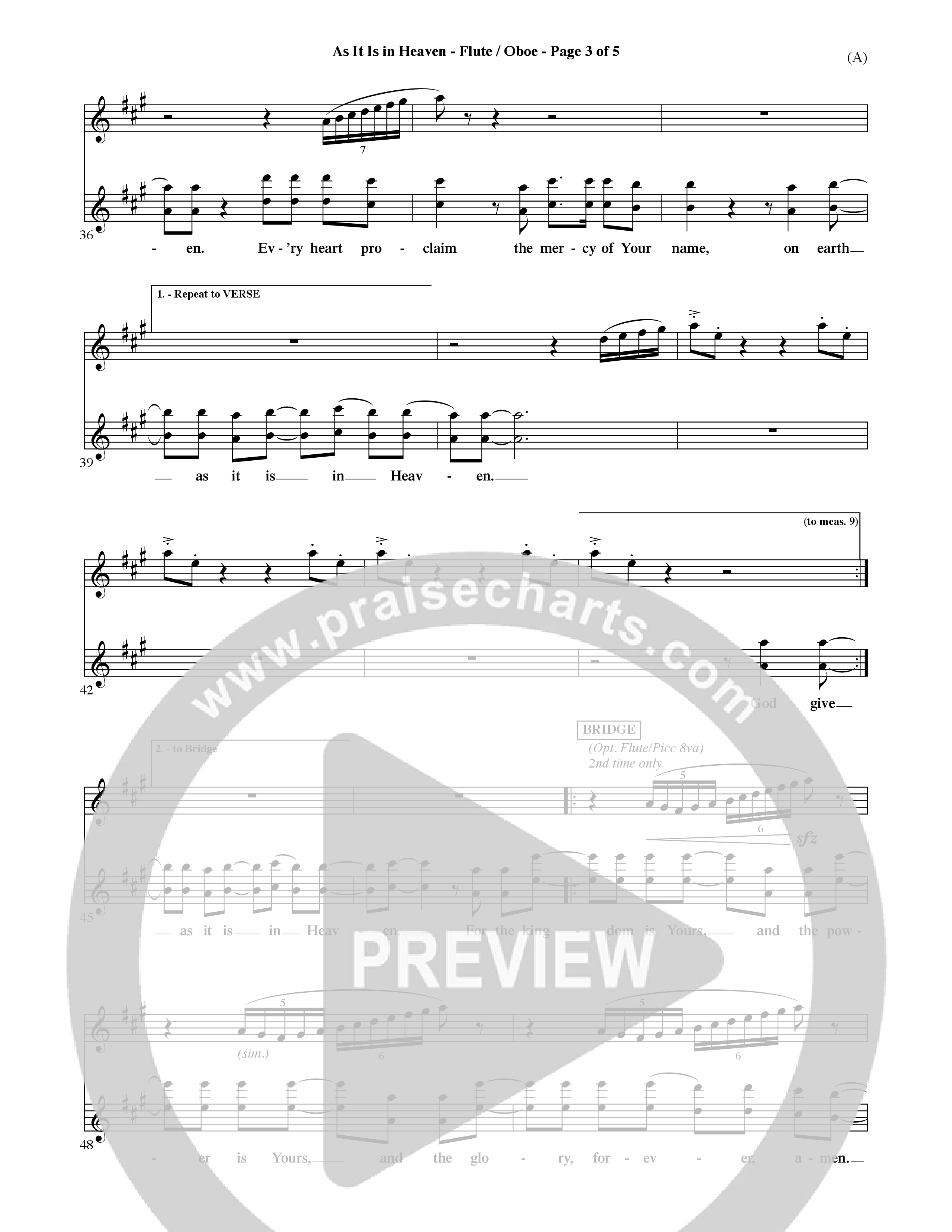 As It Is In Heaven (Choral Anthem SATB) Flute/Oboe (Word Music Choral / Orch. David Shipps)