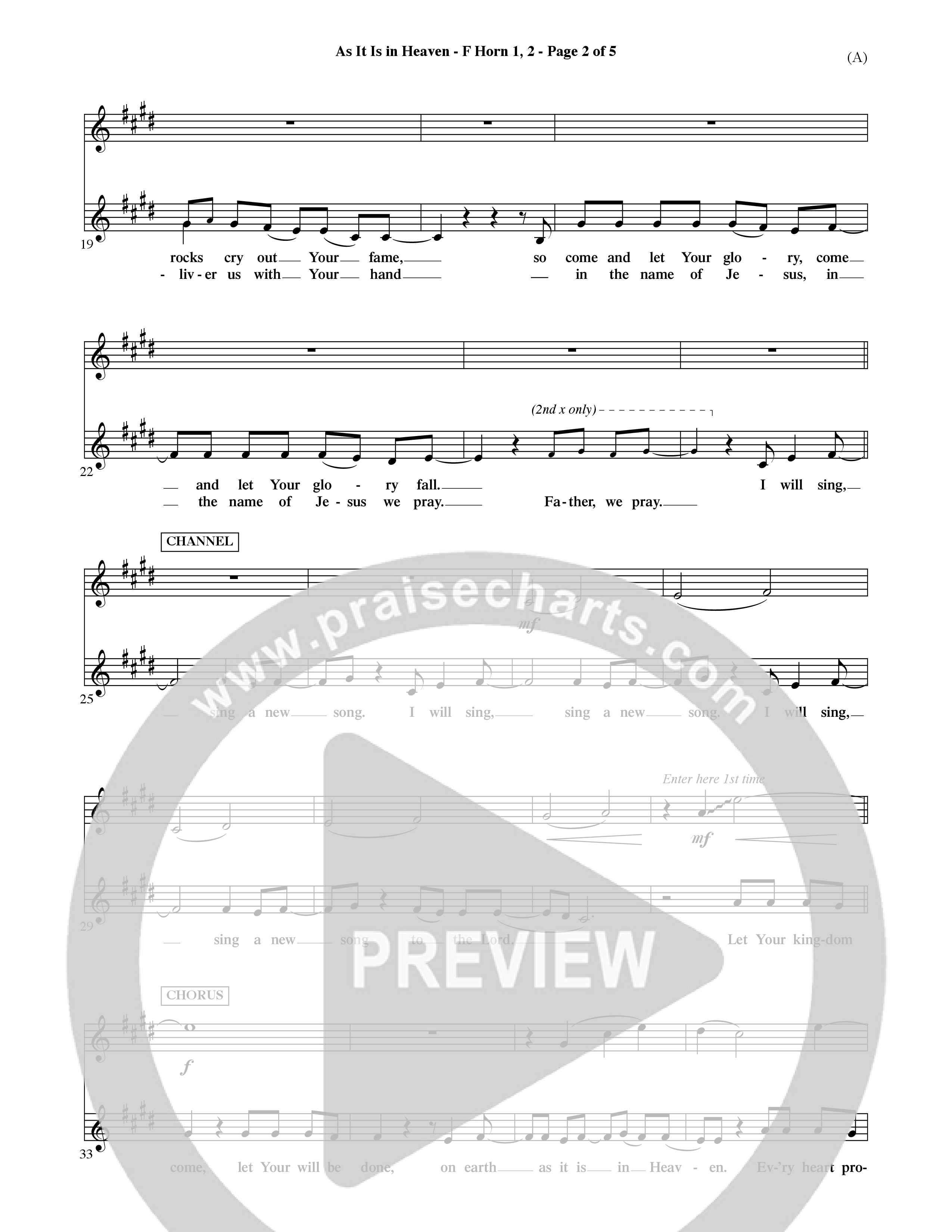As It Is In Heaven (Choral Anthem SATB) French Horn (Word Music Choral / Orch. David Shipps)