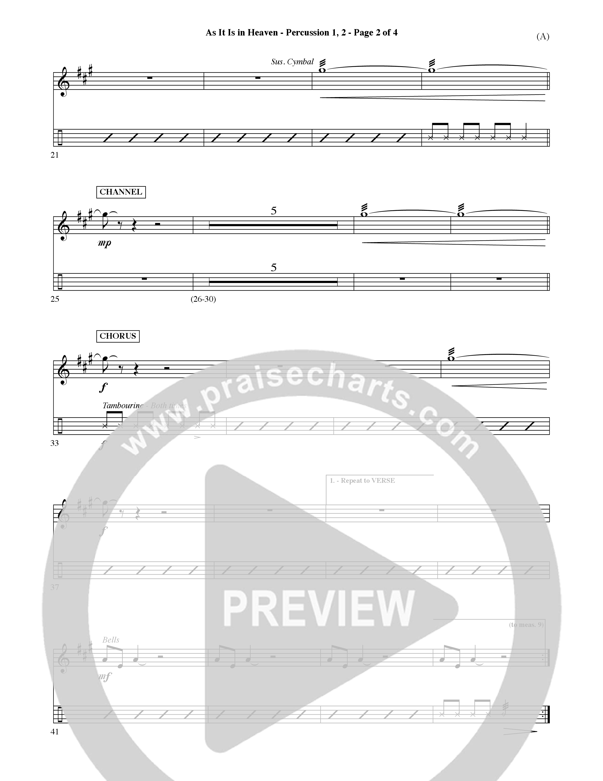 As It Is In Heaven (Choral Anthem SATB) Percussion 1/2 (Word Music Choral / Orch. David Shipps)