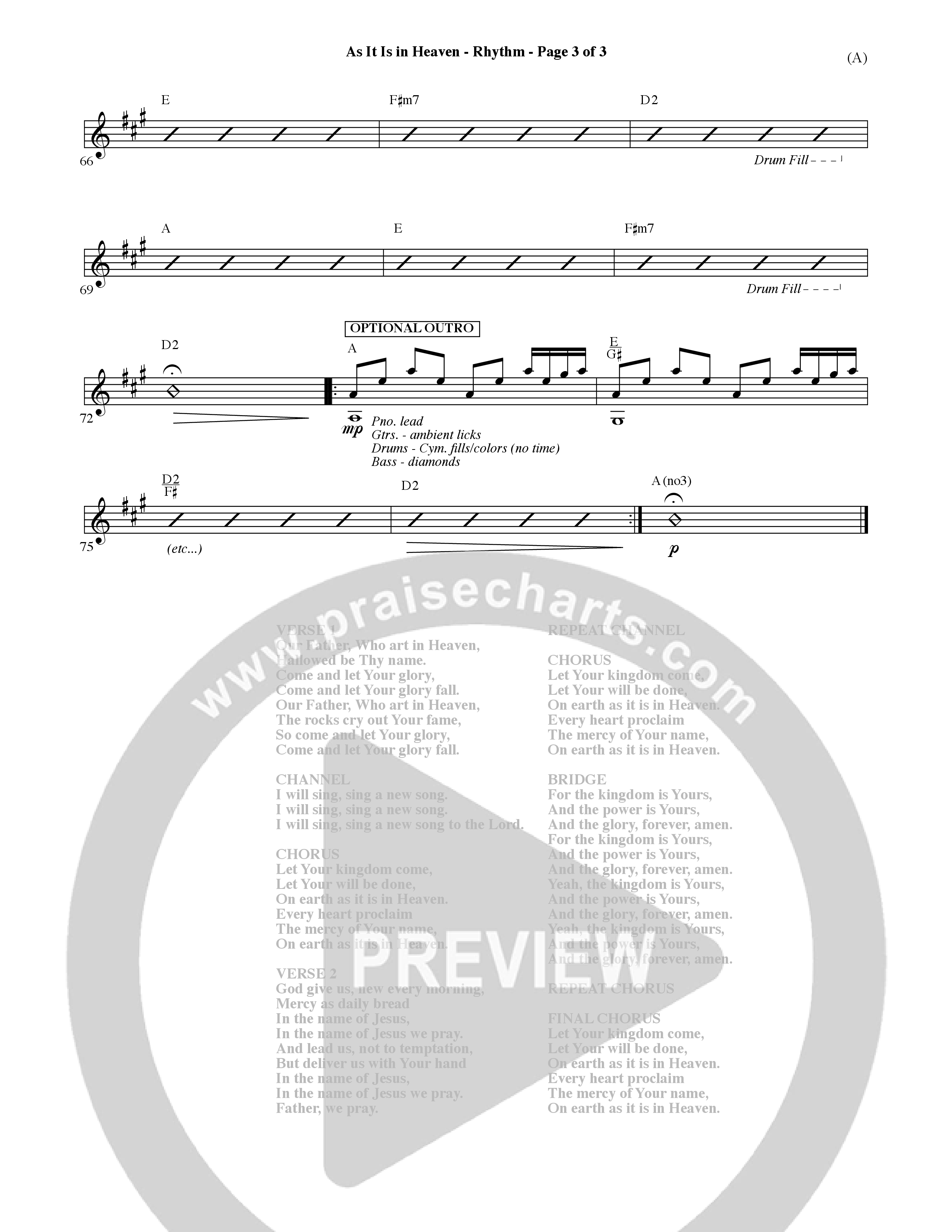 As It Is In Heaven (Choral Anthem SATB) Rhythm Chart (Word Music Choral / Orch. David Shipps)