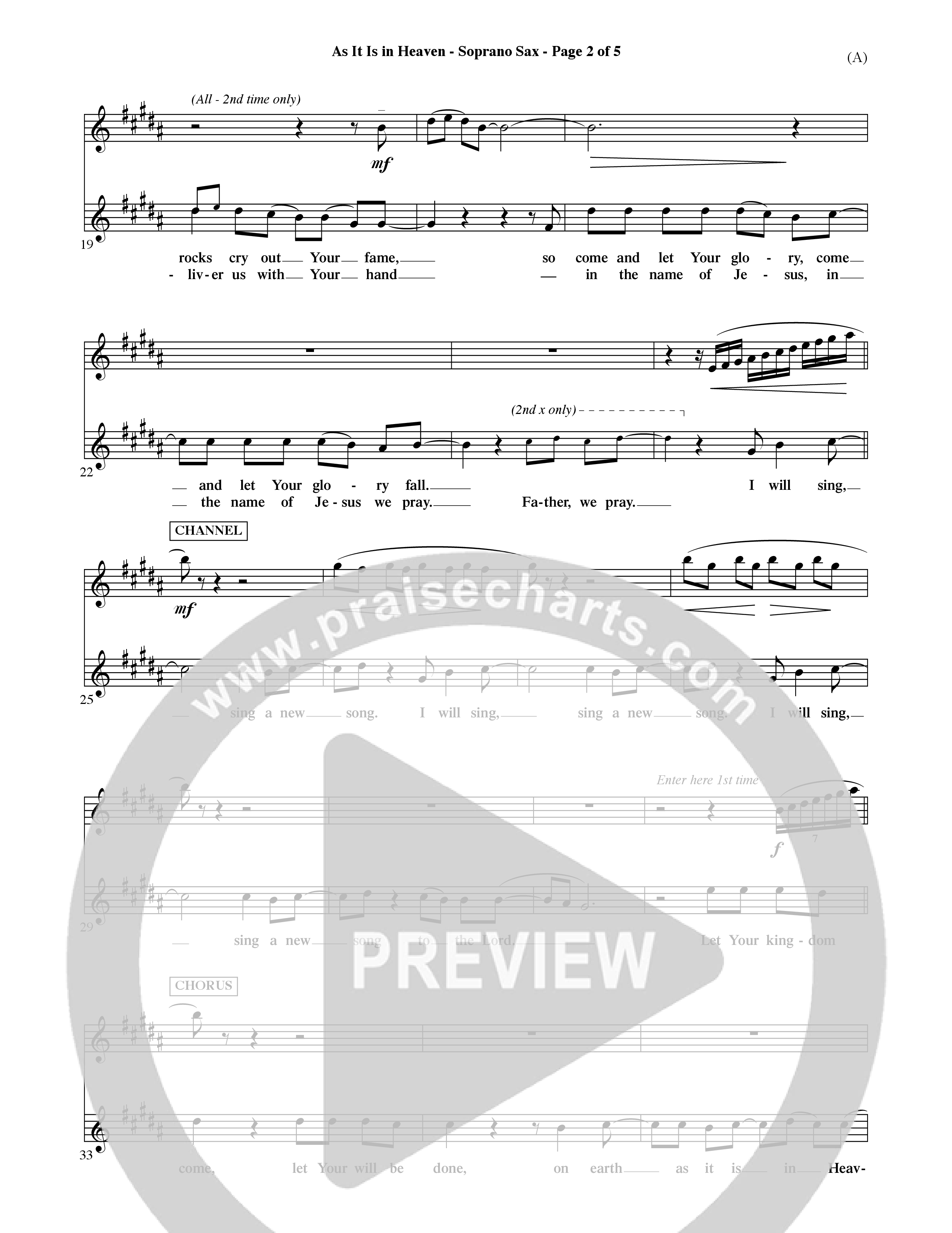 As It Is In Heaven (Choral Anthem SATB) Saxophone (Word Music Choral / Orch. David Shipps)
