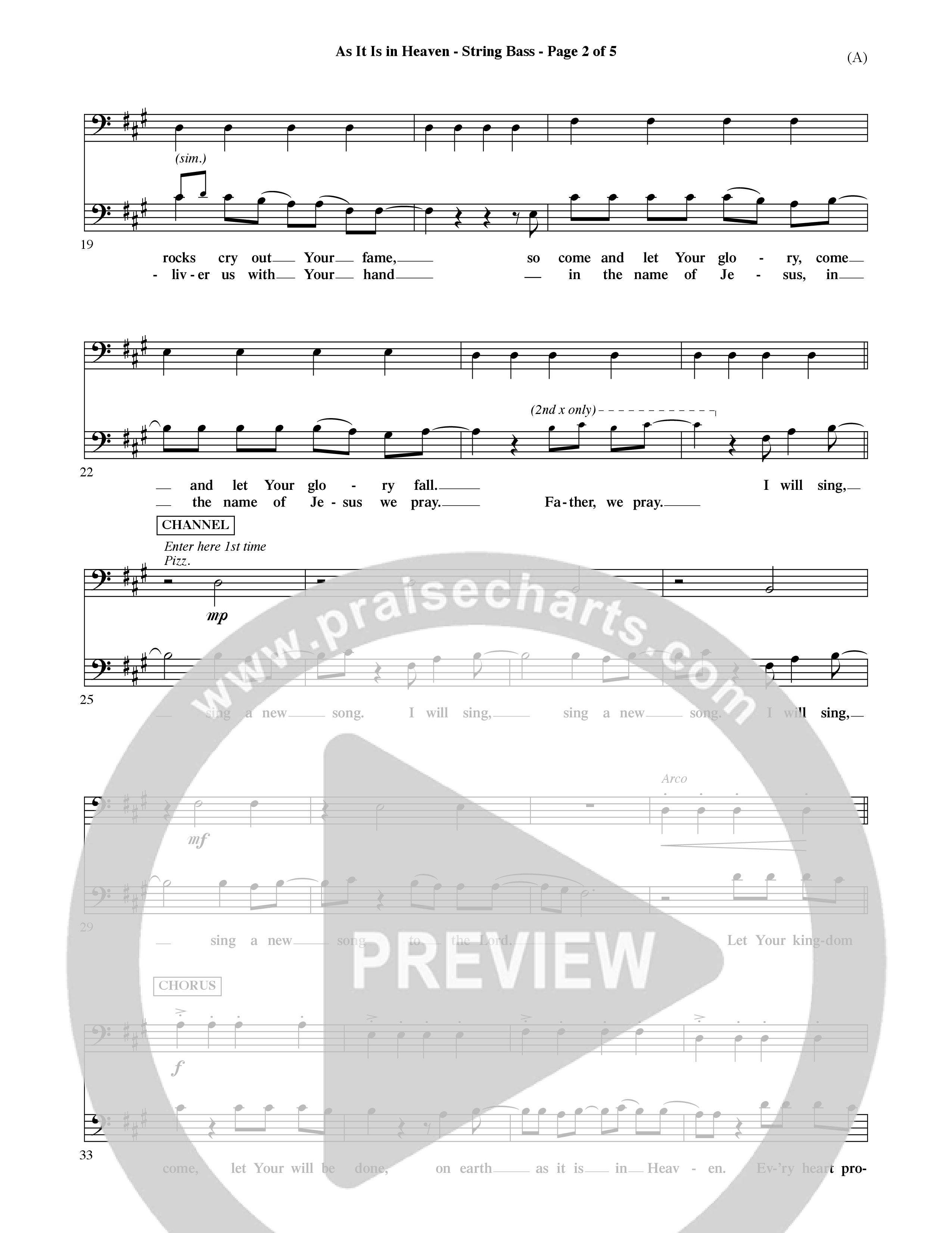 As It Is In Heaven (Choral Anthem SATB) String Bass (Word Music Choral / Orch. David Shipps)