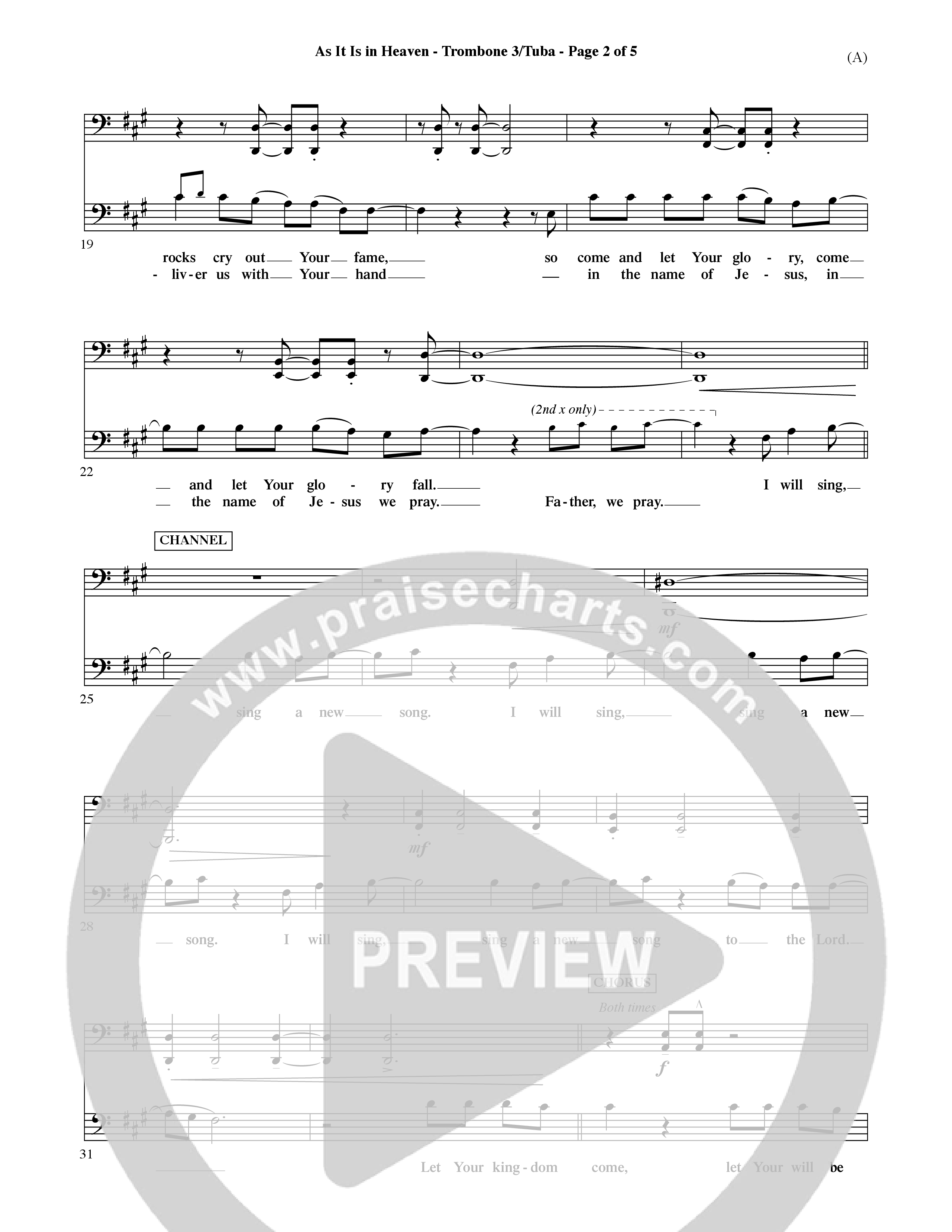 As It Is In Heaven (Choral Anthem SATB) Trombone 3/Tuba (Word Music Choral / Orch. David Shipps)