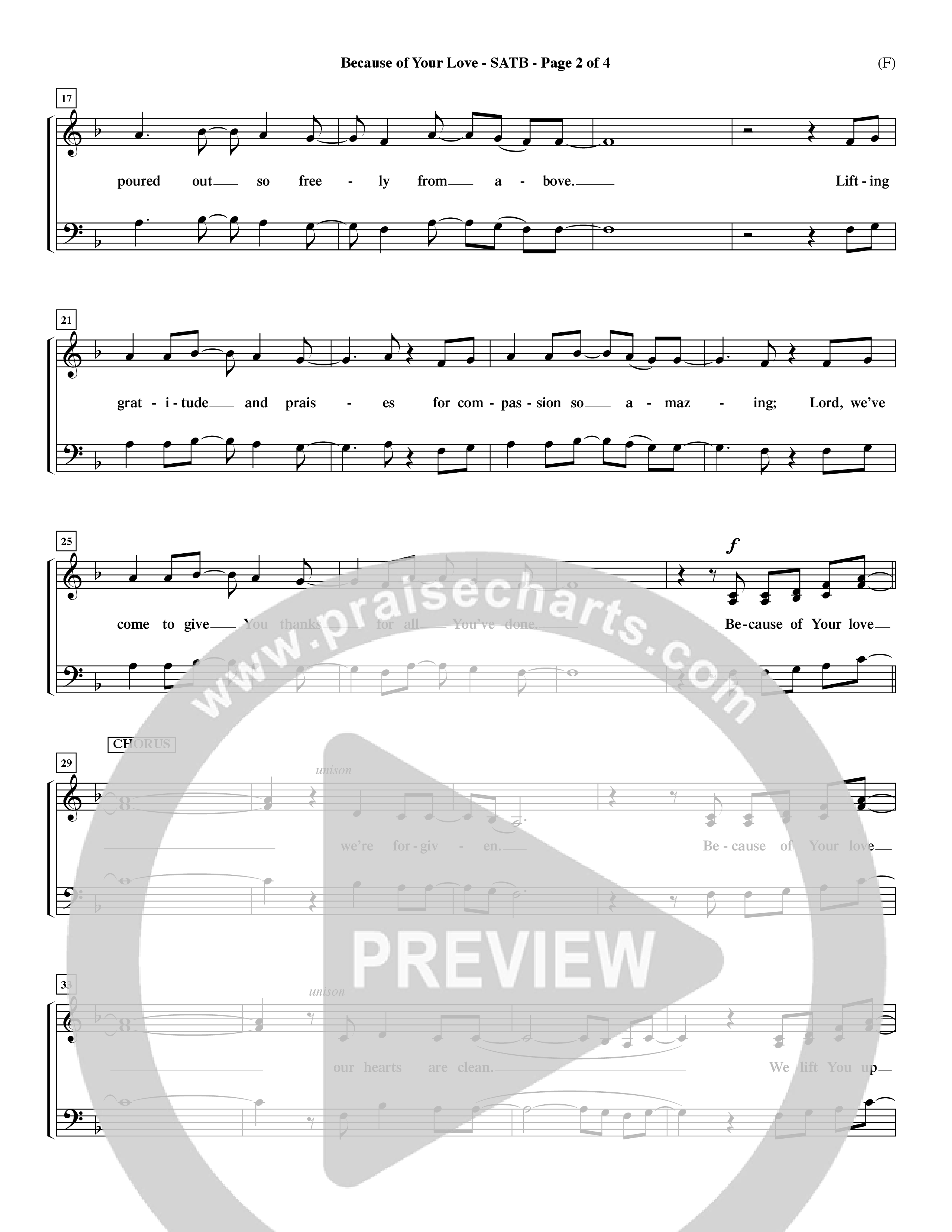 Because Of Your Love (Choral Anthem SATB) Choir Sheet (SATB) (Word Music Choral / Orch. Dave Williamson)