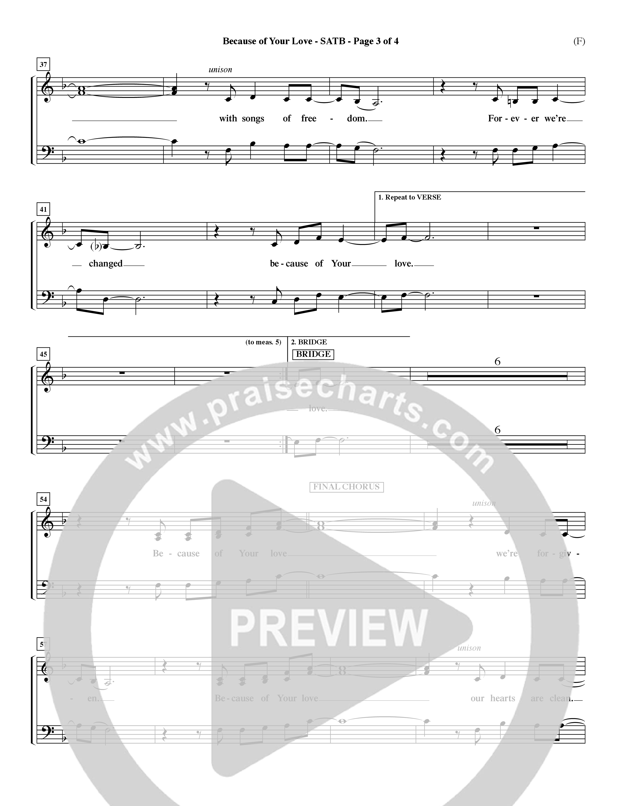 Because Of Your Love (Choral Anthem SATB) Choir Sheet (SATB) (Word Music Choral / Orch. Dave Williamson)