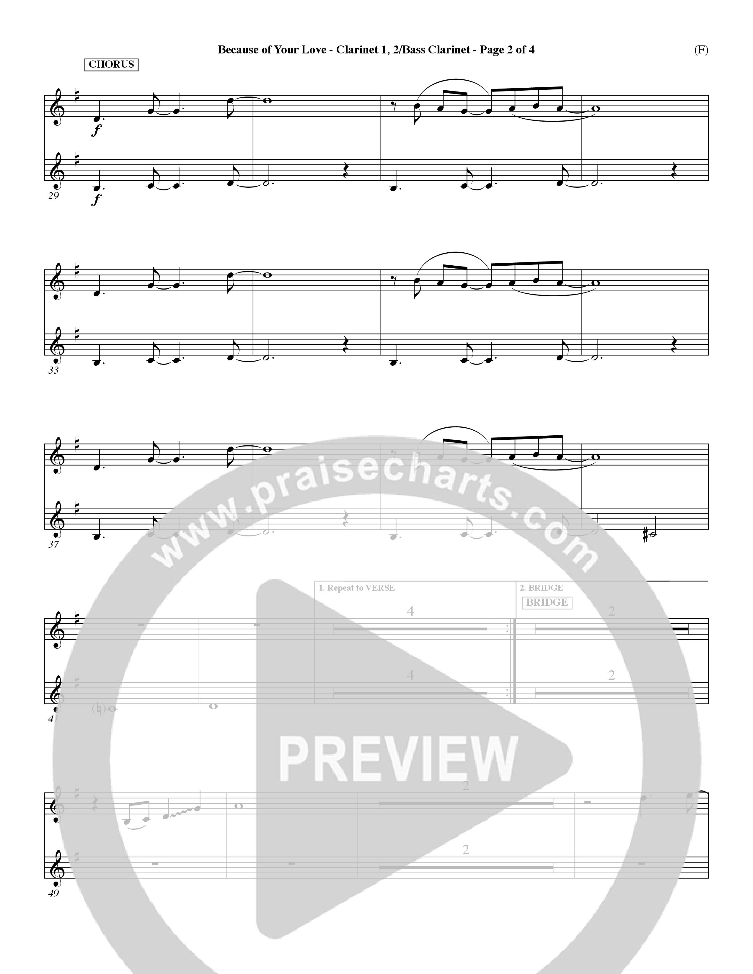 Because Of Your Love (Choral Anthem SATB) Clarinet (Word Music Choral / Orch. Dave Williamson)