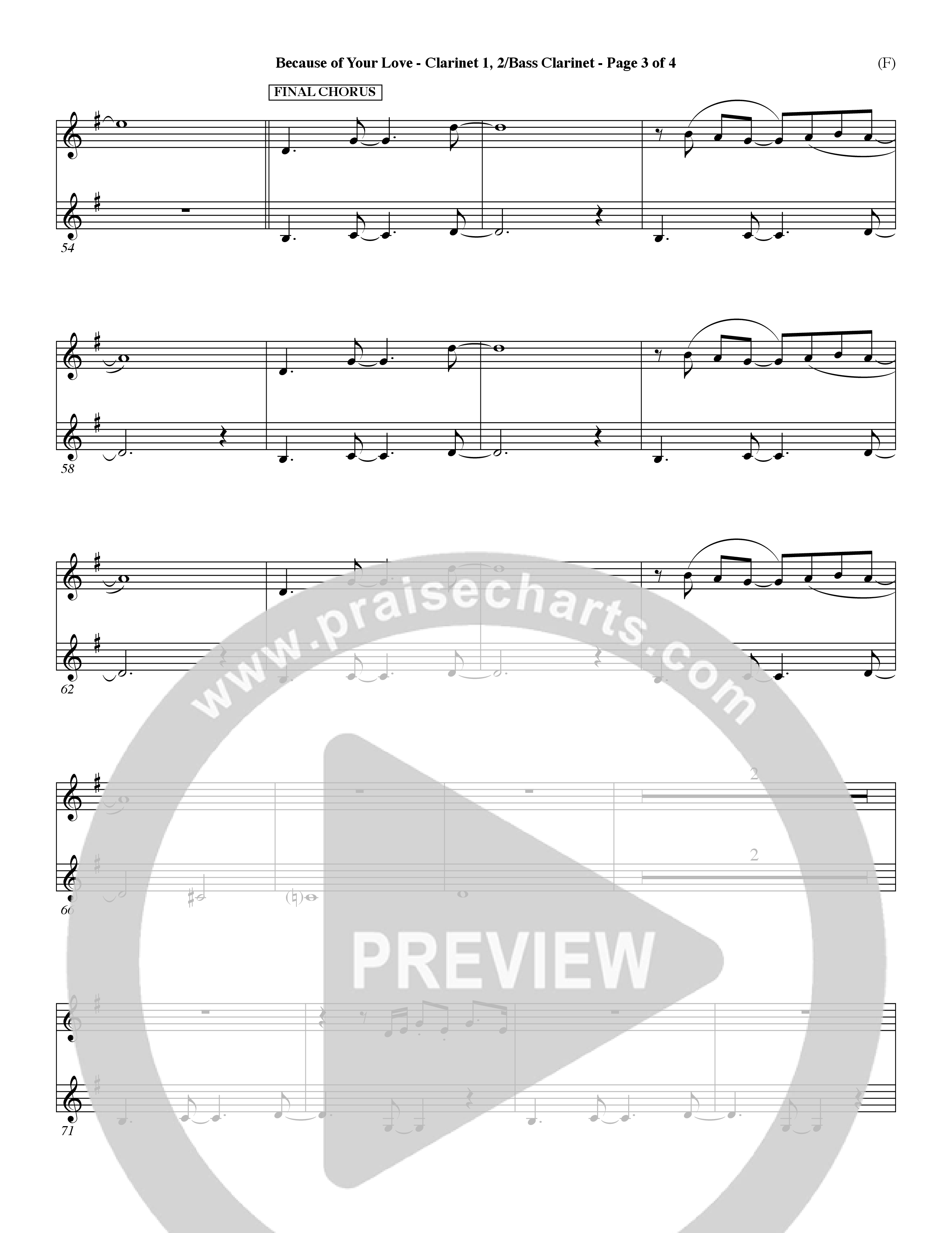 Because Of Your Love (Choral Anthem SATB) Clarinet (Word Music Choral / Orch. Dave Williamson)