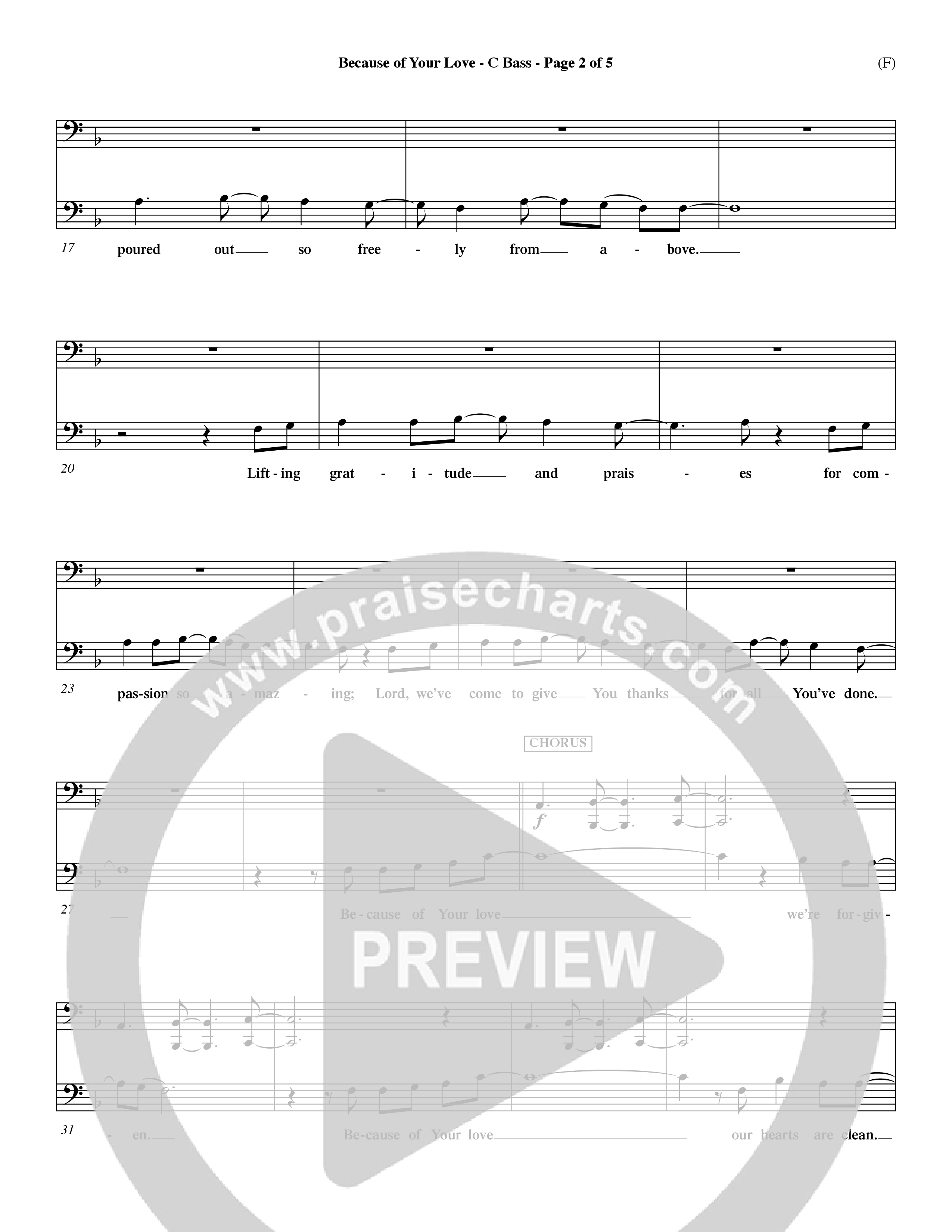 Because Of Your Love (Choral Anthem SATB) Contrabass (Word Music Choral / Orch. Dave Williamson)