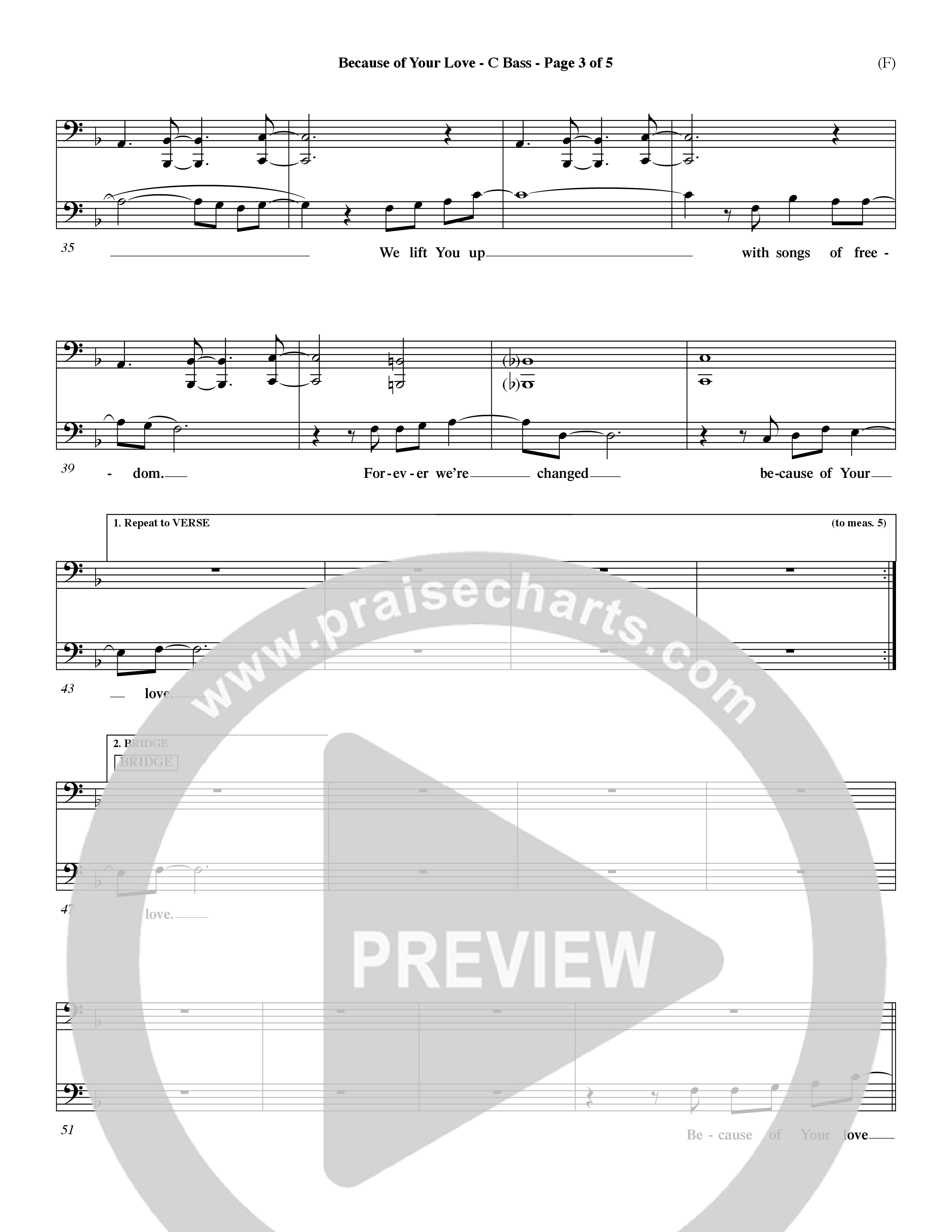 Because Of Your Love (Choral Anthem SATB) Contrabass (Word Music Choral / Orch. Dave Williamson)