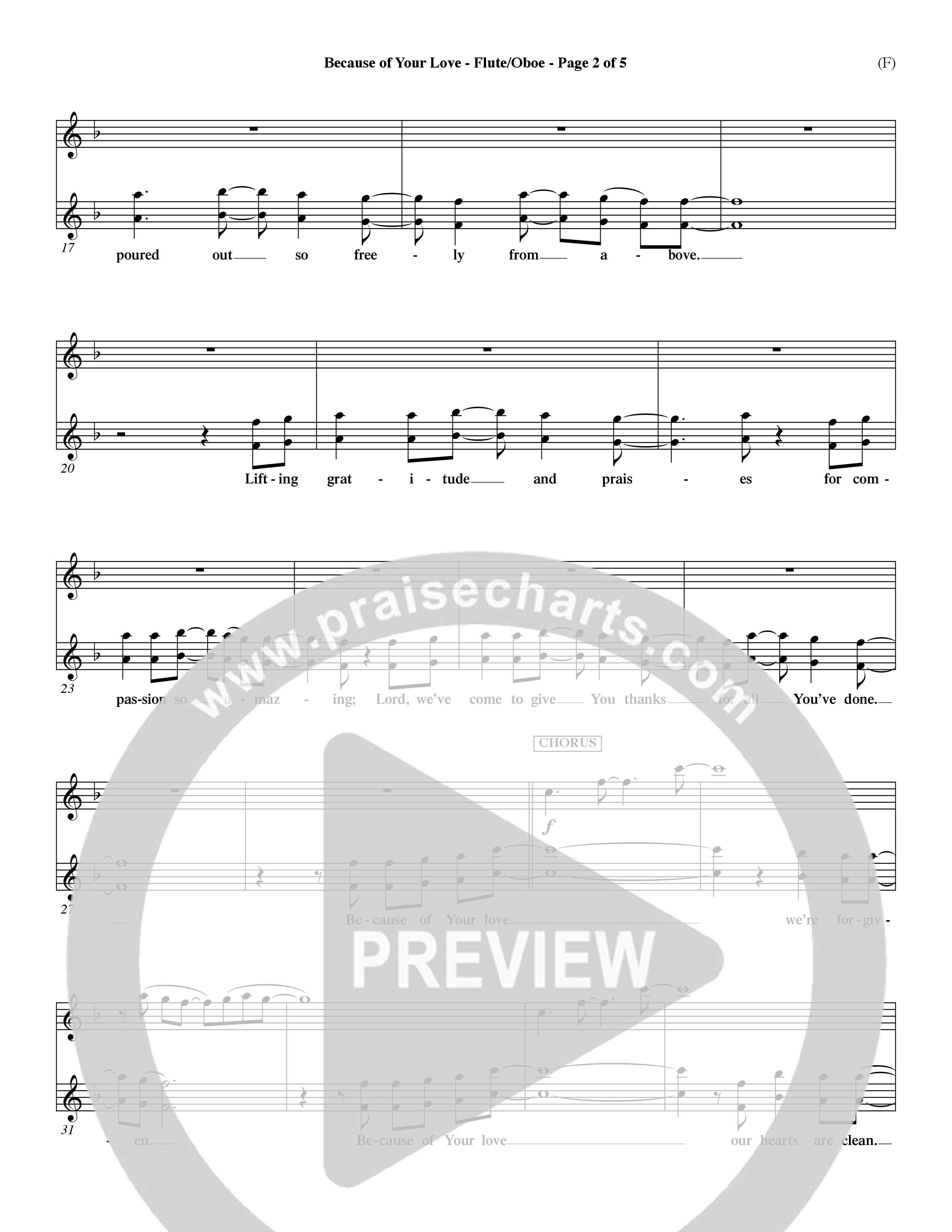 Because Of Your Love (Choral Anthem SATB) Flute/Oboe (Word Music Choral / Orch. Dave Williamson)