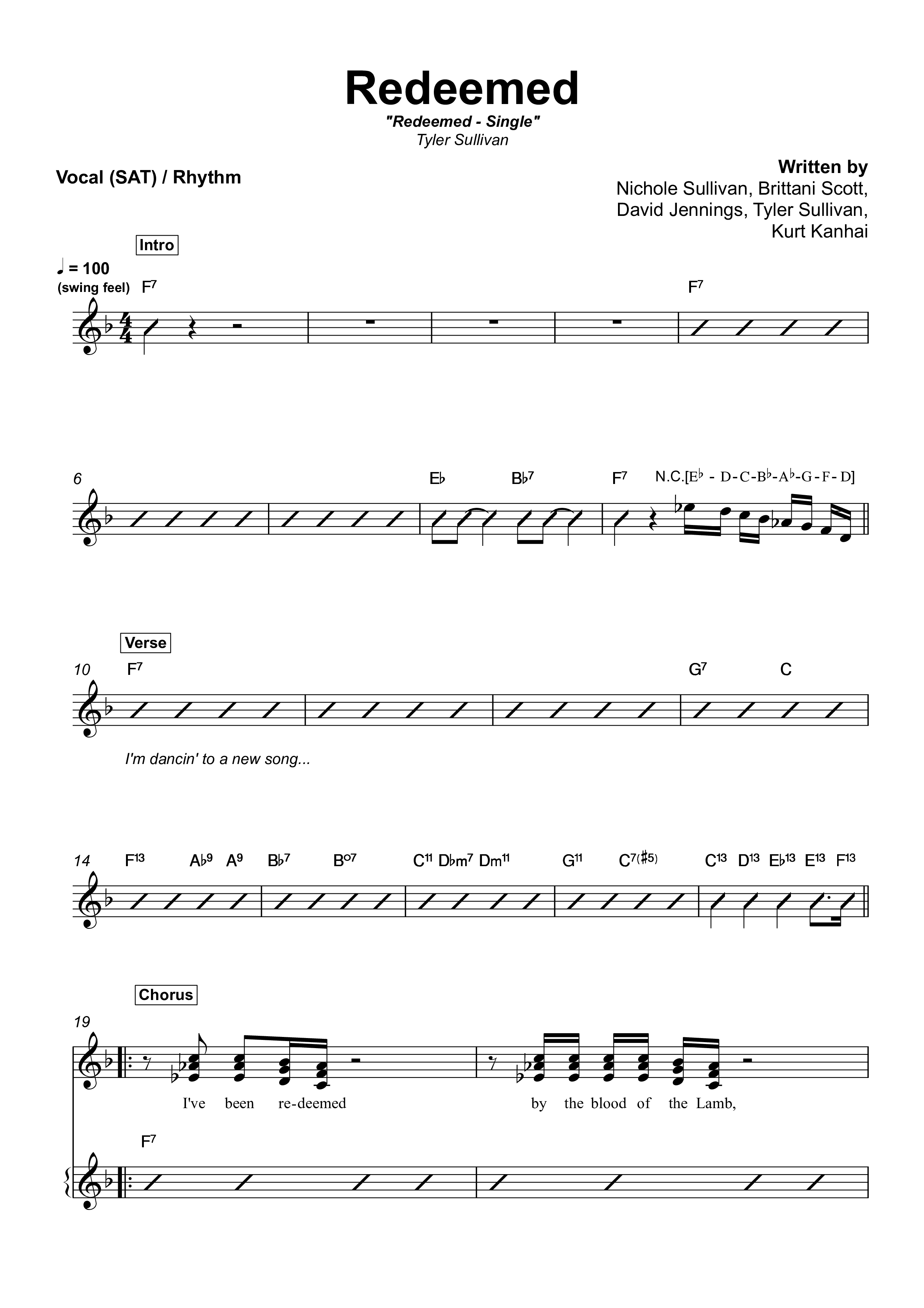 Redeemed (Say So) Rhythm/Vocal (Tyler Sullivan / David Jennings)