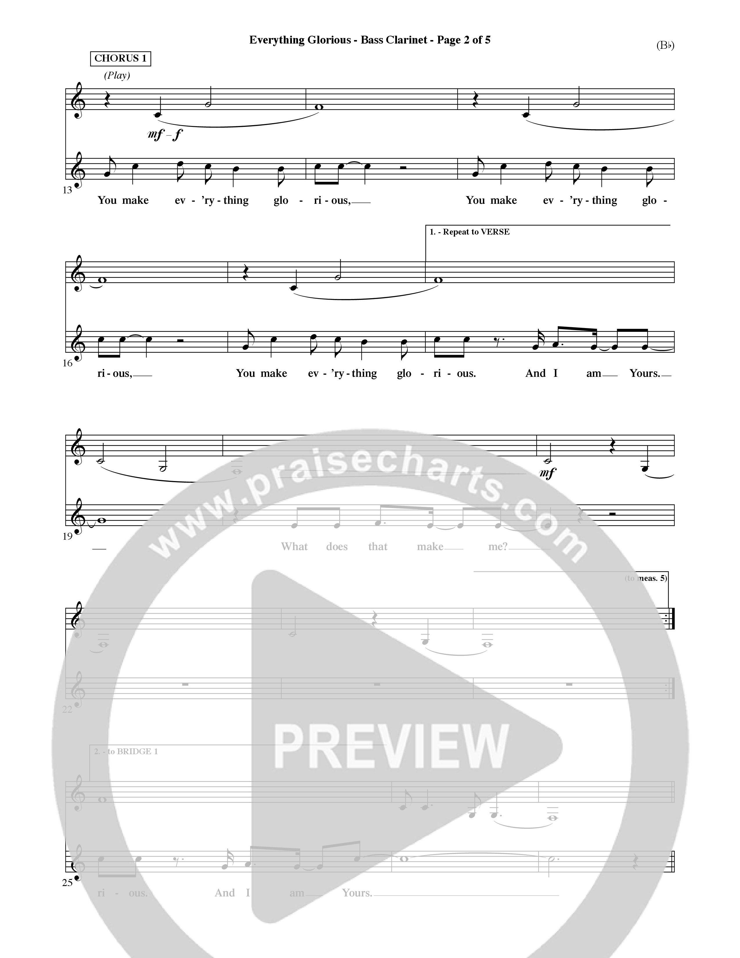 Everything Glorious (Choral Anthem SATB) Bass Clarinet (Word Music Choral / Orch. Terry Winch)