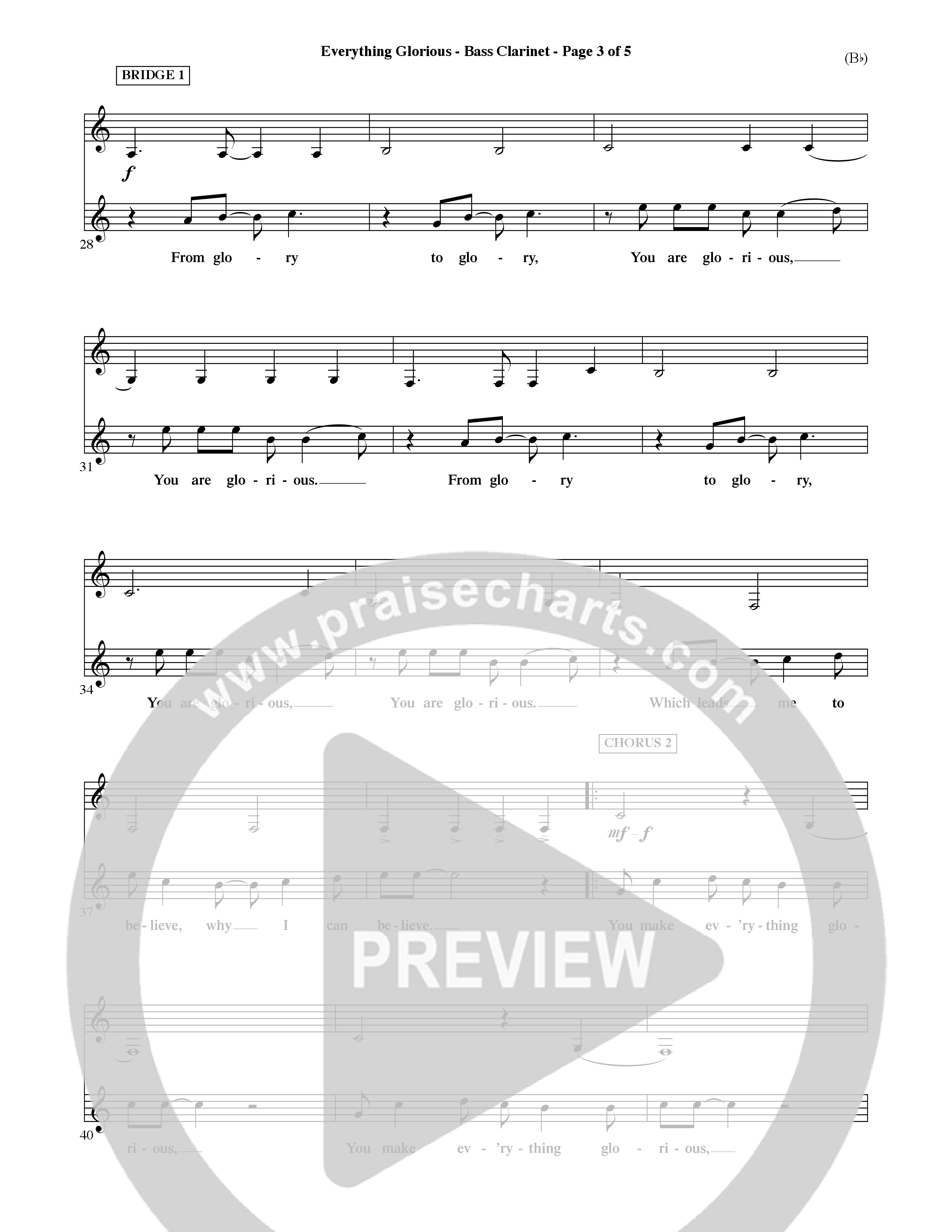 Everything Glorious (Choral Anthem SATB) Bass Clarinet (Word Music Choral / Orch. Terry Winch)