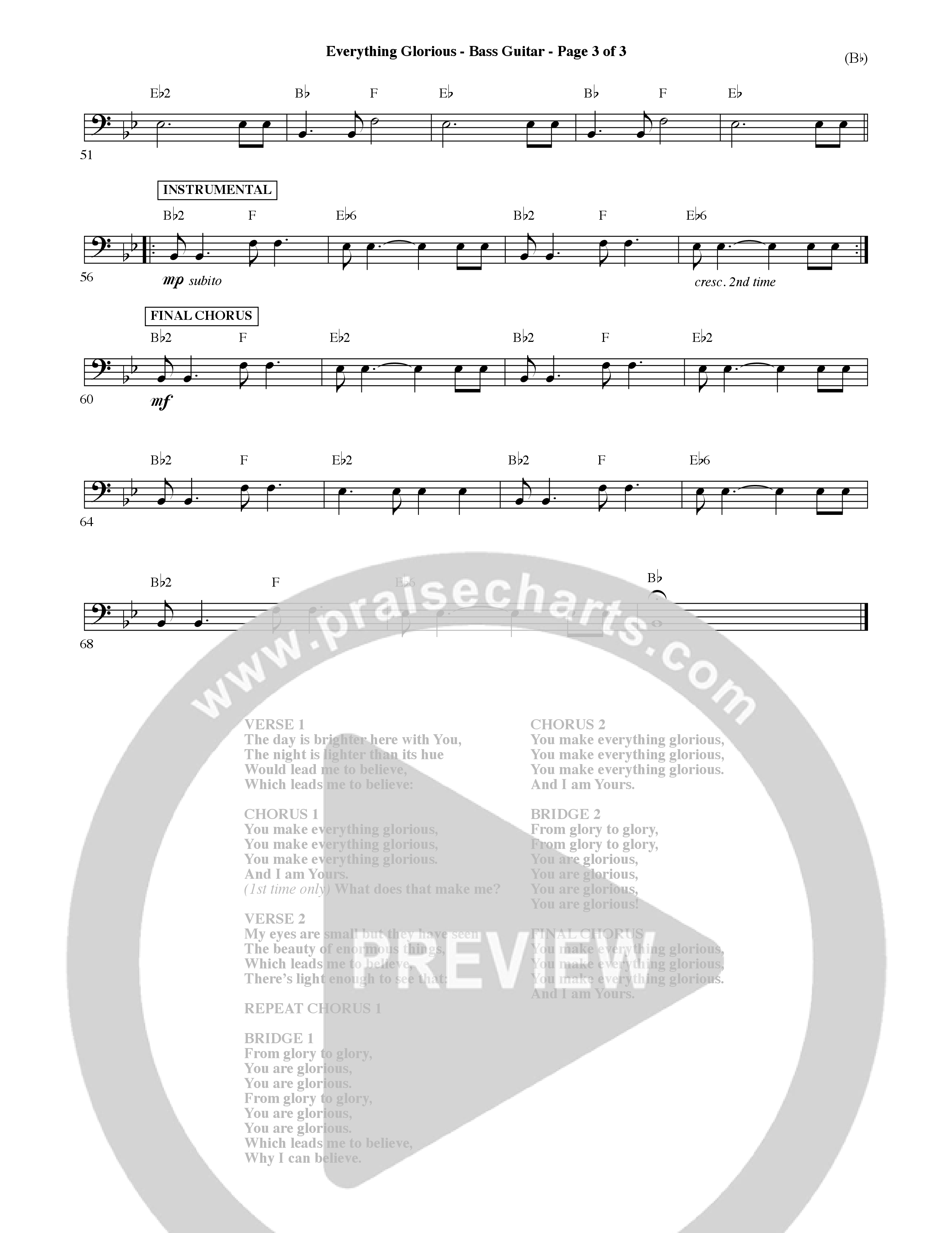 Everything Glorious (Choral Anthem SATB) Bass Guitar (Word Music Choral / Orch. Terry Winch)