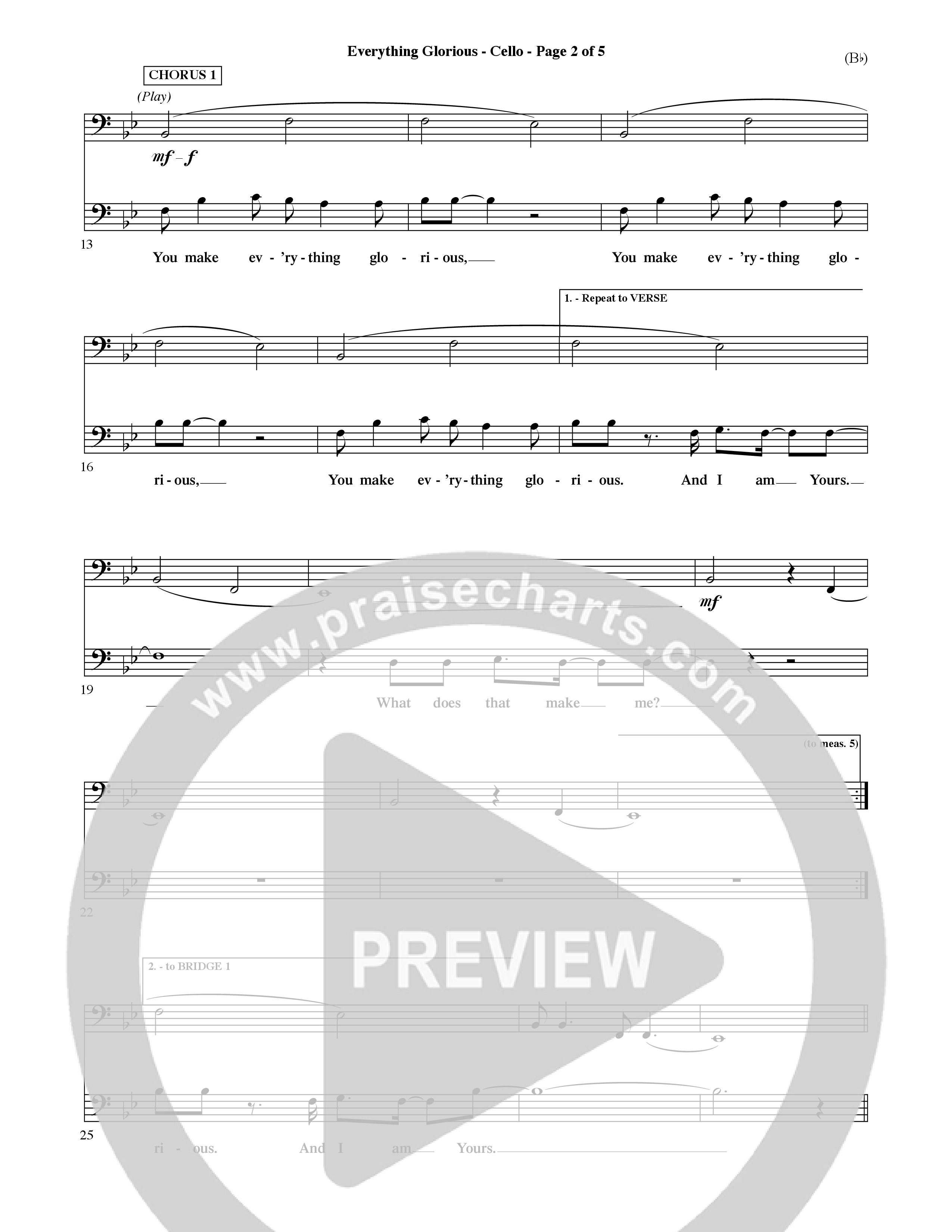 Everything Glorious (Choral Anthem SATB) Cello (Word Music Choral / Orch. Terry Winch)