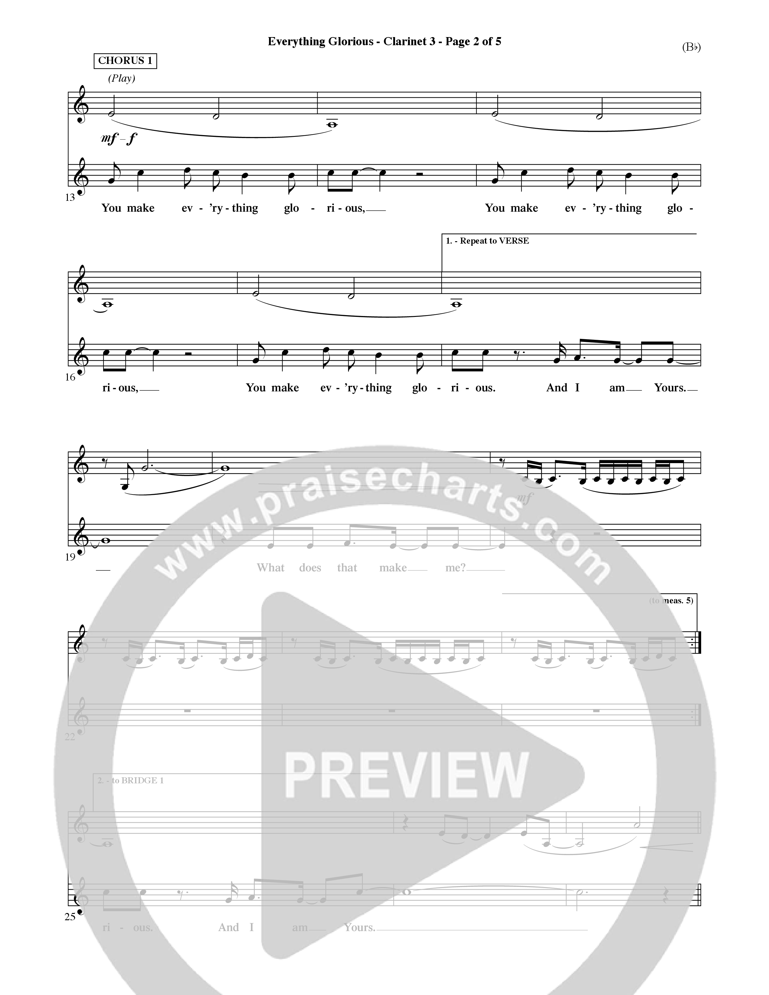 Everything Glorious (Choral Anthem SATB) Clarinet 3 (Word Music Choral / Orch. Terry Winch)